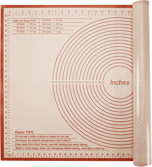 Silicone Pastry Mat 36x24 Inch Nonstick Baking Mat -Perfect for Doug, Pastry, Dough Rolling, Kneading Board, Pie Crust, Fondant, Pasta/Pizza, Kitchen Counter Mat