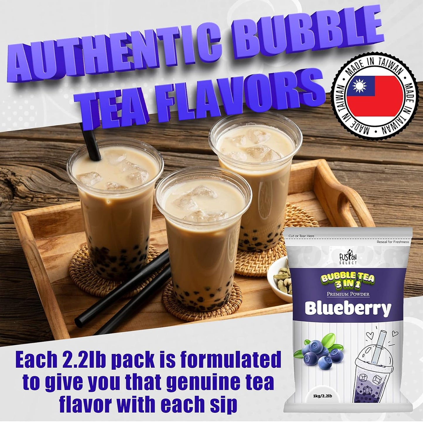 Fusion Select 2.2lb Coconut Milk Tea Powder Coconut Flavored-3-in-1 Drink Powder with Cream & Sugar - Instant Pre-Mixed Beverage for Hot or Cold Blends or Yummy Frappes
