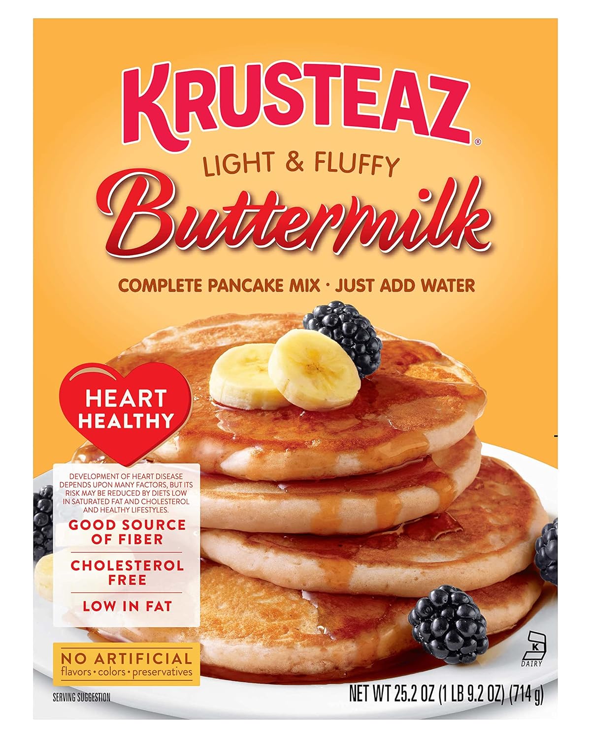 Krusteaz Heart Healthy Buttermilk Pancake Mix, 25.2 oz (Pack of 1)