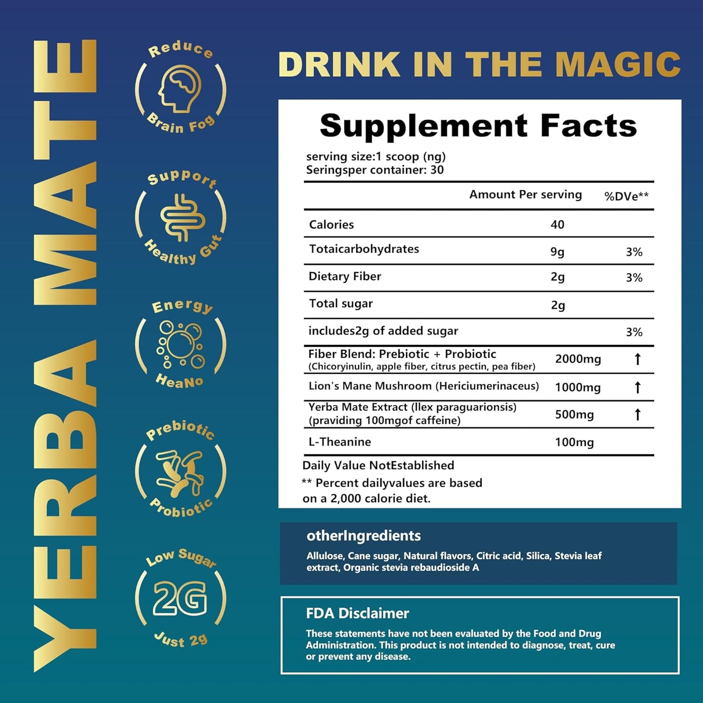Yerba Mate Peach Mango Tea - Super Calm Yerba Mate - Low Sugar Content, Clean Energy with No Crash - Stay Refreshed and Focused Throughout the Day - Ideal for Health Enthusiasts - 30 Servings