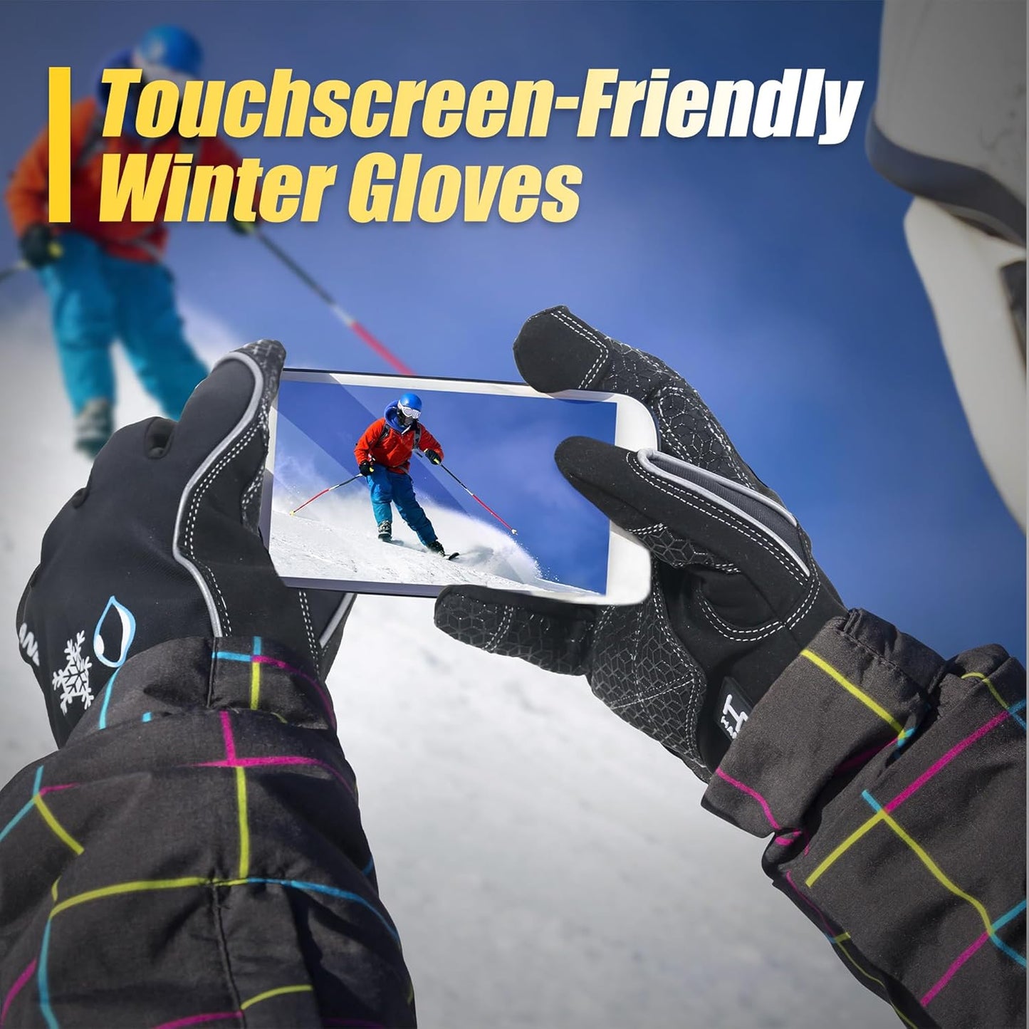 HANDLANDY Waterproof Insulated Work Gloves, 3M Thinsulate Thermal Winter Gloves for Men Women Touch Screen, Warm Ski Snowboard Cold Weather Gloves (Black, X-Large)