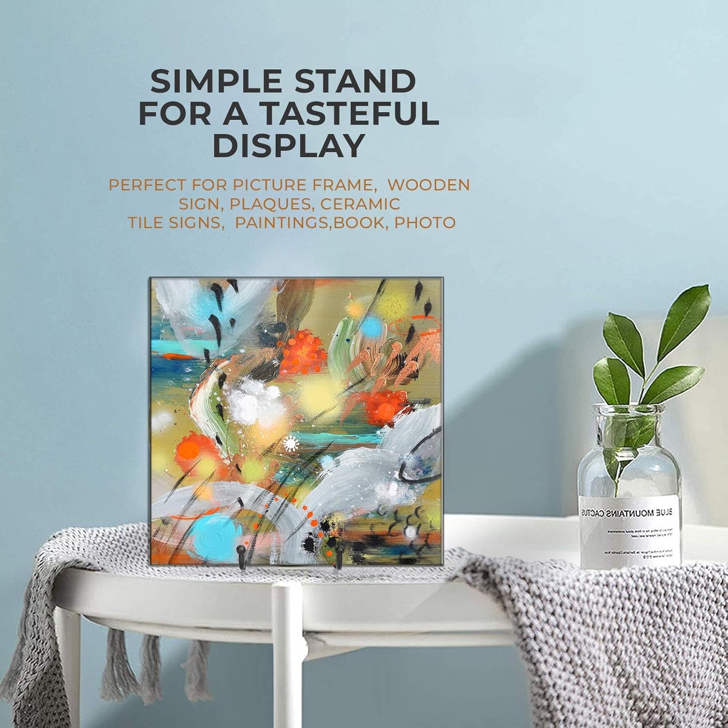 TR-LIFE Plate Stands for Display - 4.5 Inch Plate Holder Display Stand + Metal Frame Holder Stand for Picture, Decorative Plate, Book, Photo Easel