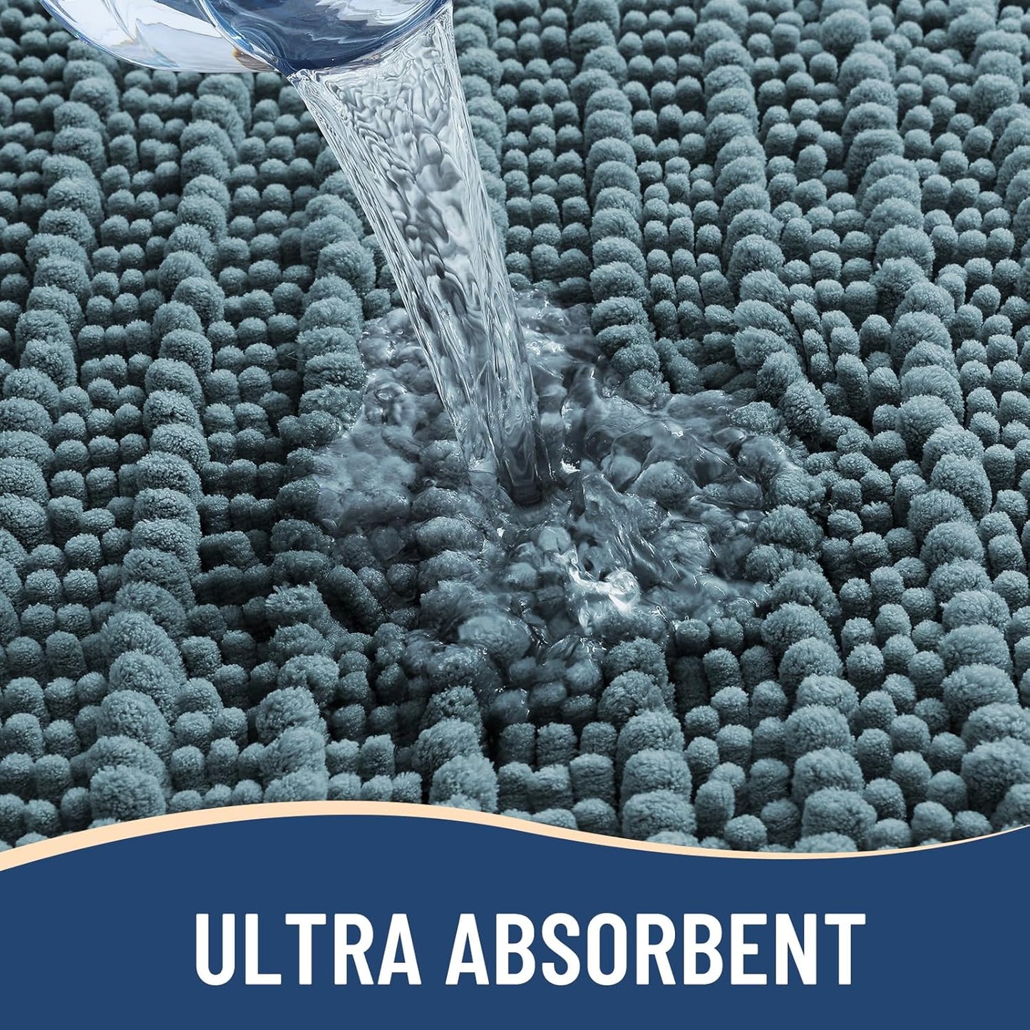 Arotive Luxury Chenille Bathroom Rug Mat, Extra Soft Thick Absorbent Shaggy Bath Rugs, Non-Slip Machine Wash Dry, Plush Bath Mats for Bathroom, Shower and Tub, 47x24, Smoky Gray