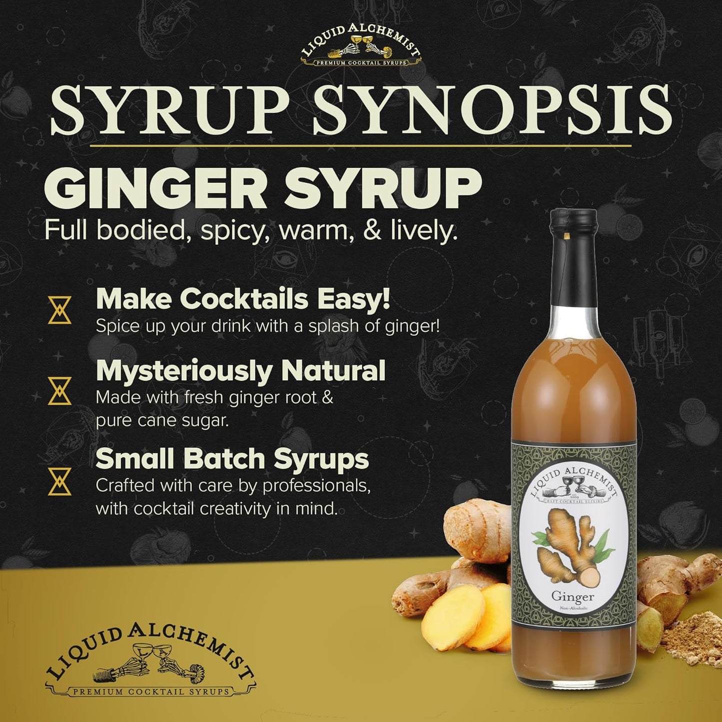 Liquid Alchemist Ginger Syrup for Cocktails - Real Ingredients Make our Liquid Ginger Puree for Cocktails the Perfect Moscow Mule Cocktail Syrup - Our Mixer is Non-GMO & Vegan (25 oz)