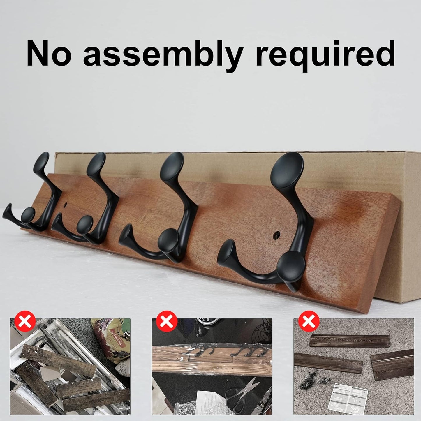 SKOLOO 24-Inch Wood Coat Rack Wall Mount with 4 Triple Hooks - Ideal for Family Entrances, Classrooms, and Pet Supplies Storage - Perfect Coat Hooks for Wall,Mahogany (Sapele)