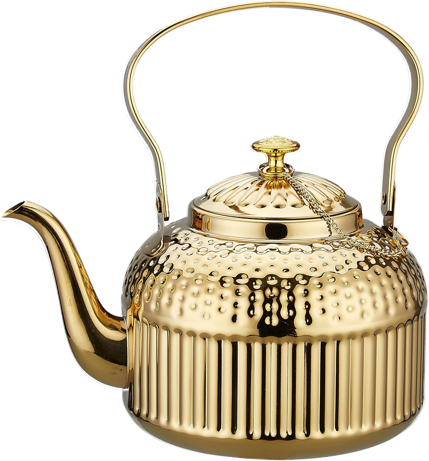 SANQIAHOME Antique 1.2L (40Oz) Stainless Steel Teapot with Infuser Gold