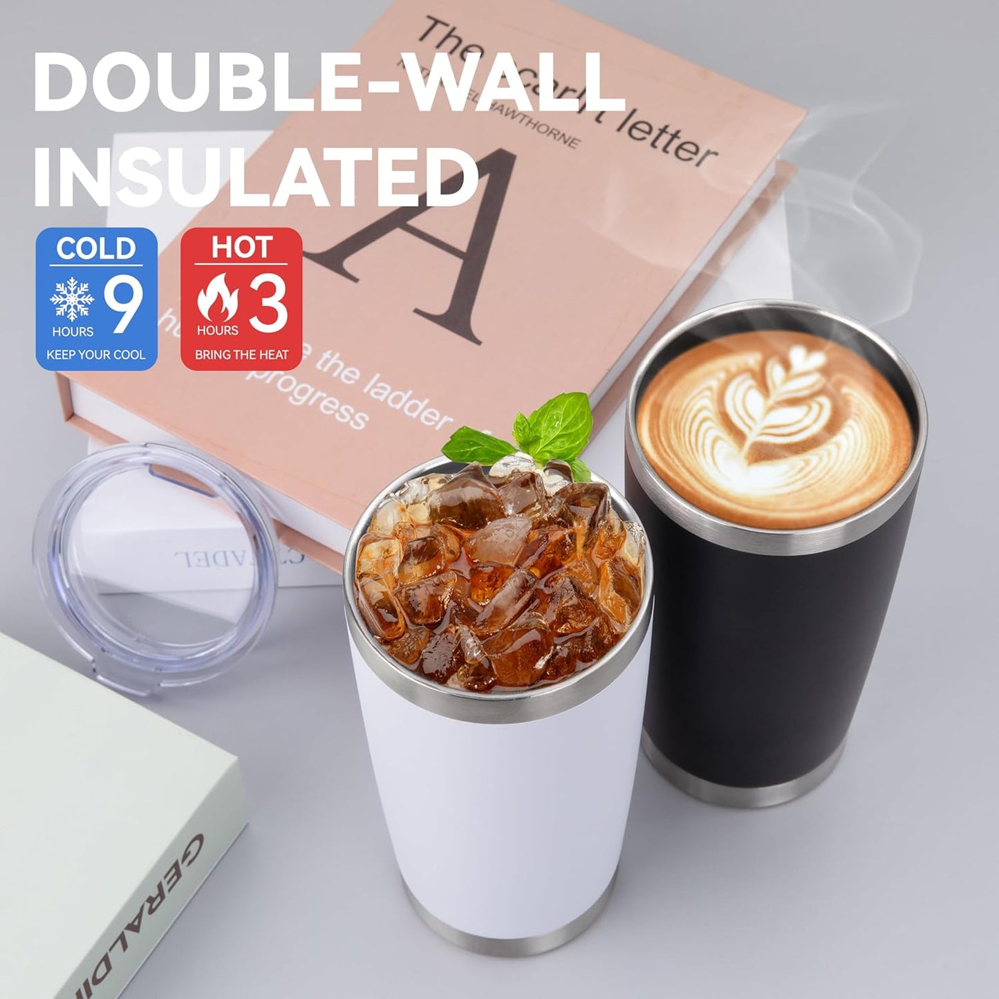 HASLE OUTFITTERS 20oz Stainless Steel Tumblers Bulk, Insulated Travel Cup with Lid, Double Wall Vacuum Coffee Mug for Cold & Hot Drinks 12 Pack, Light Purple