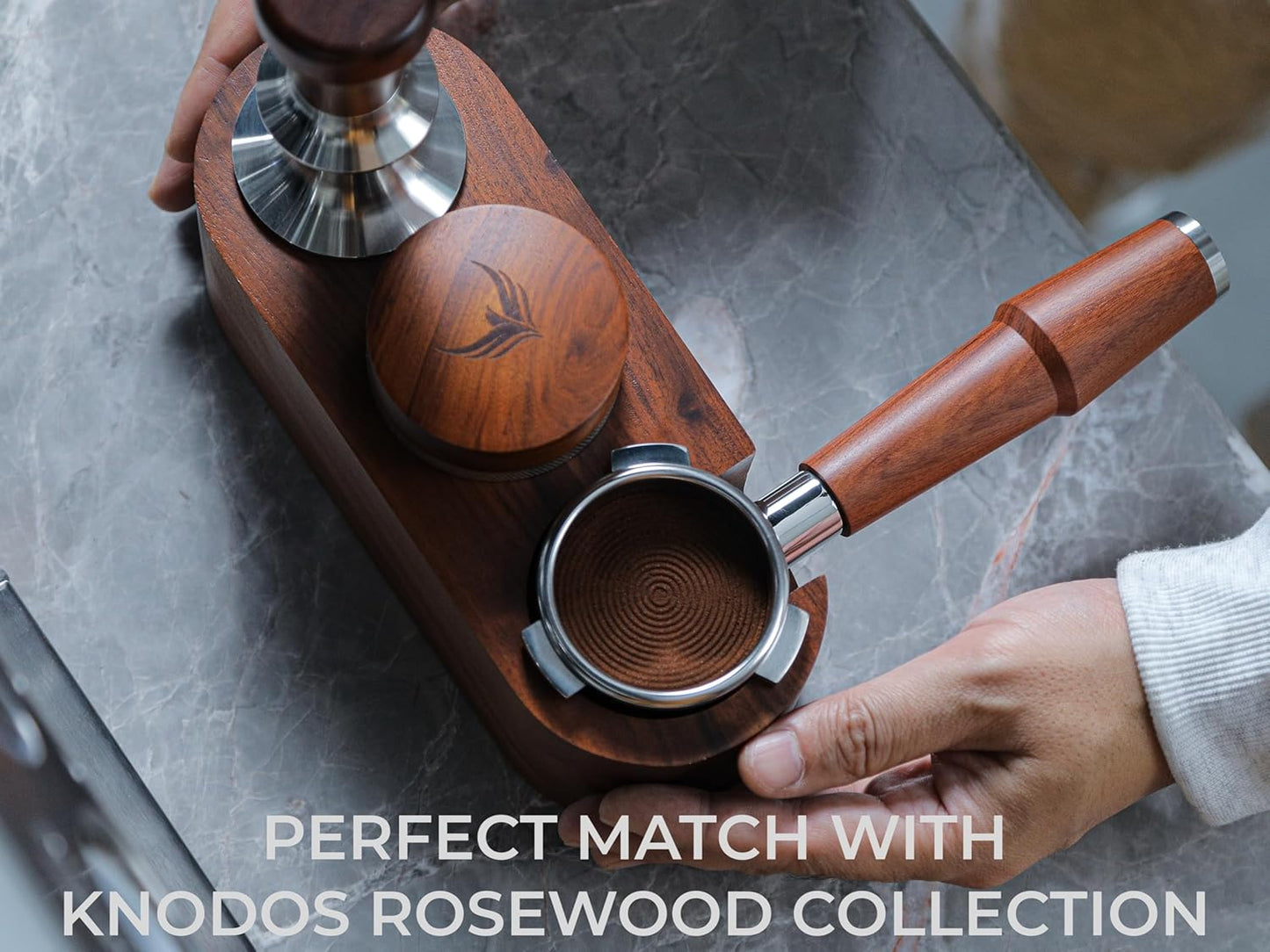 54mm Espresso Distribution Tool Stainless Steel Adjustable Rosewood Coffee Distributor Compatible with Breville Espresso Machine Accessories