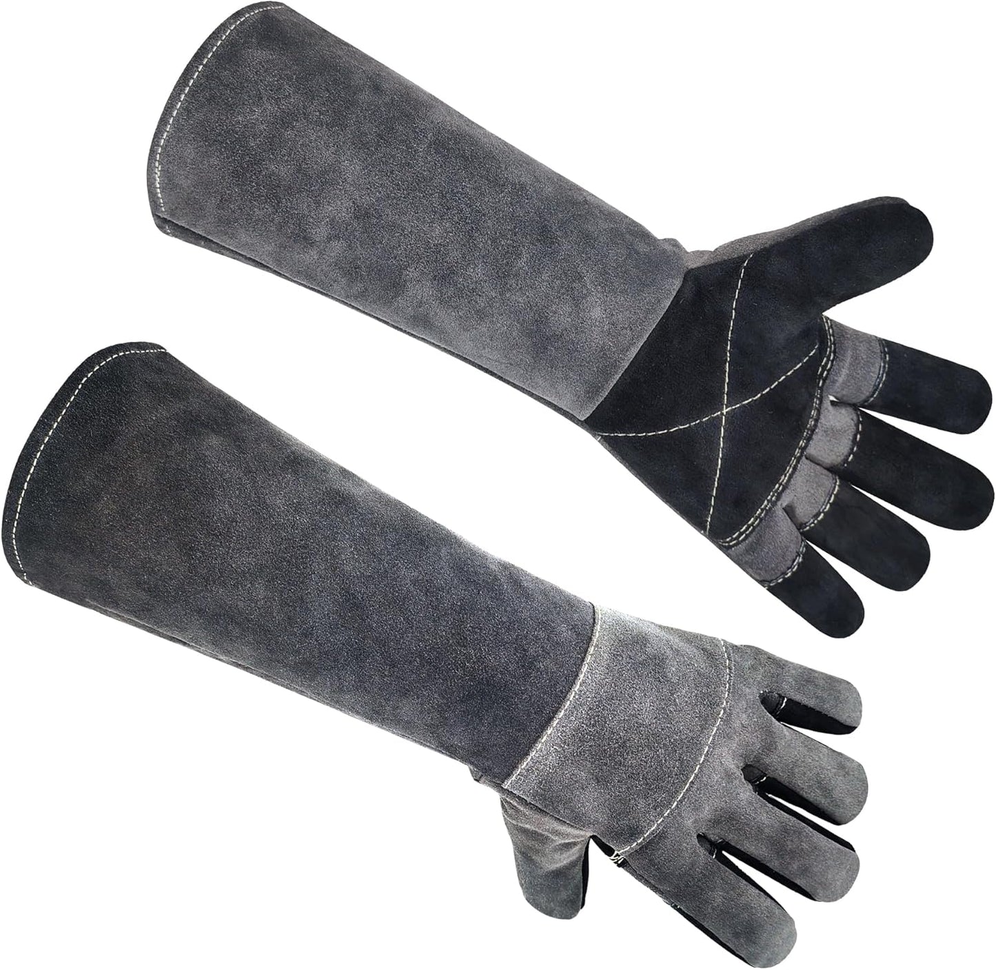 Long Welding Gloves 23.6 Inches 932℉,Heat/Fire Resistant Leather For Mig, Tig, Stick, Forge, BBQ, Grill, Fireplace