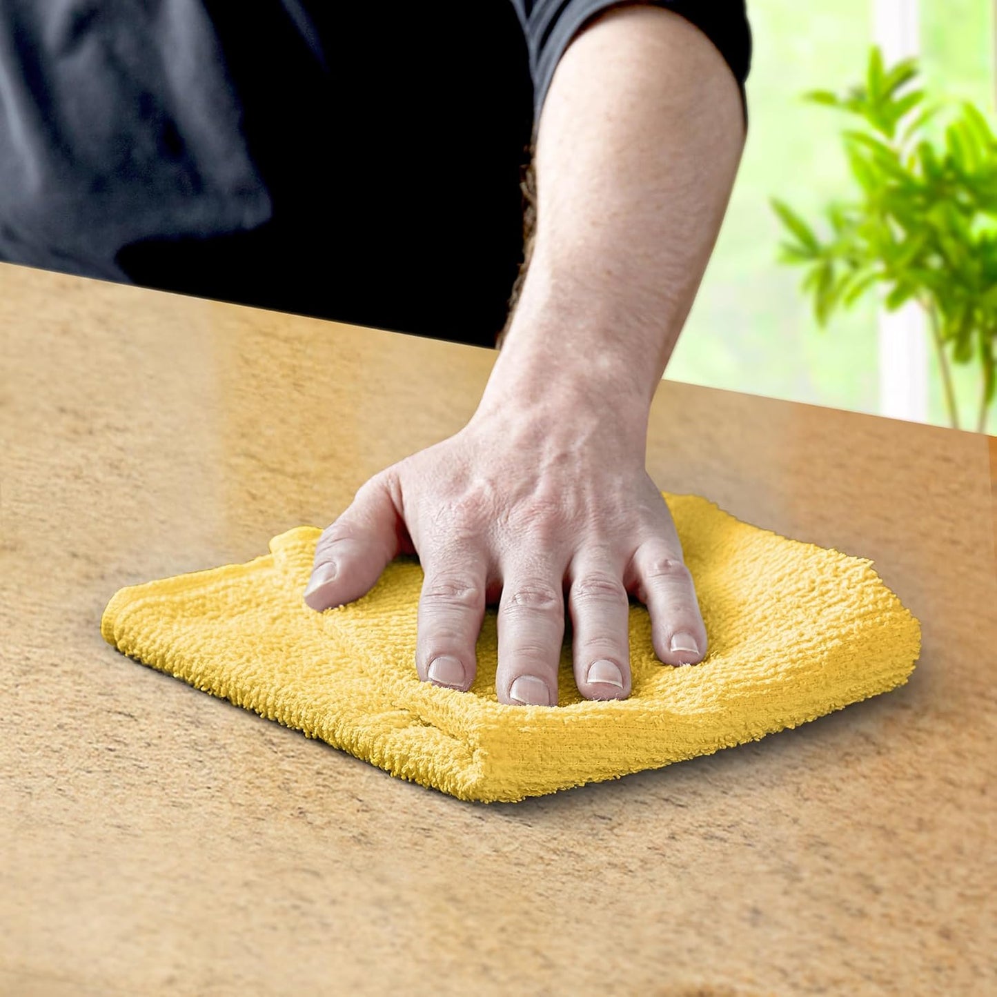 Avalon Towels Terry Bar Mop Towels (Value Pack of 60) Size 14"x17" – Absorbent and Durable, Multipurpose Cleaning Rags, Cotton Cleaning Cloths, Terry Cloth Rags, Reusable Shop Rag (Yellow)