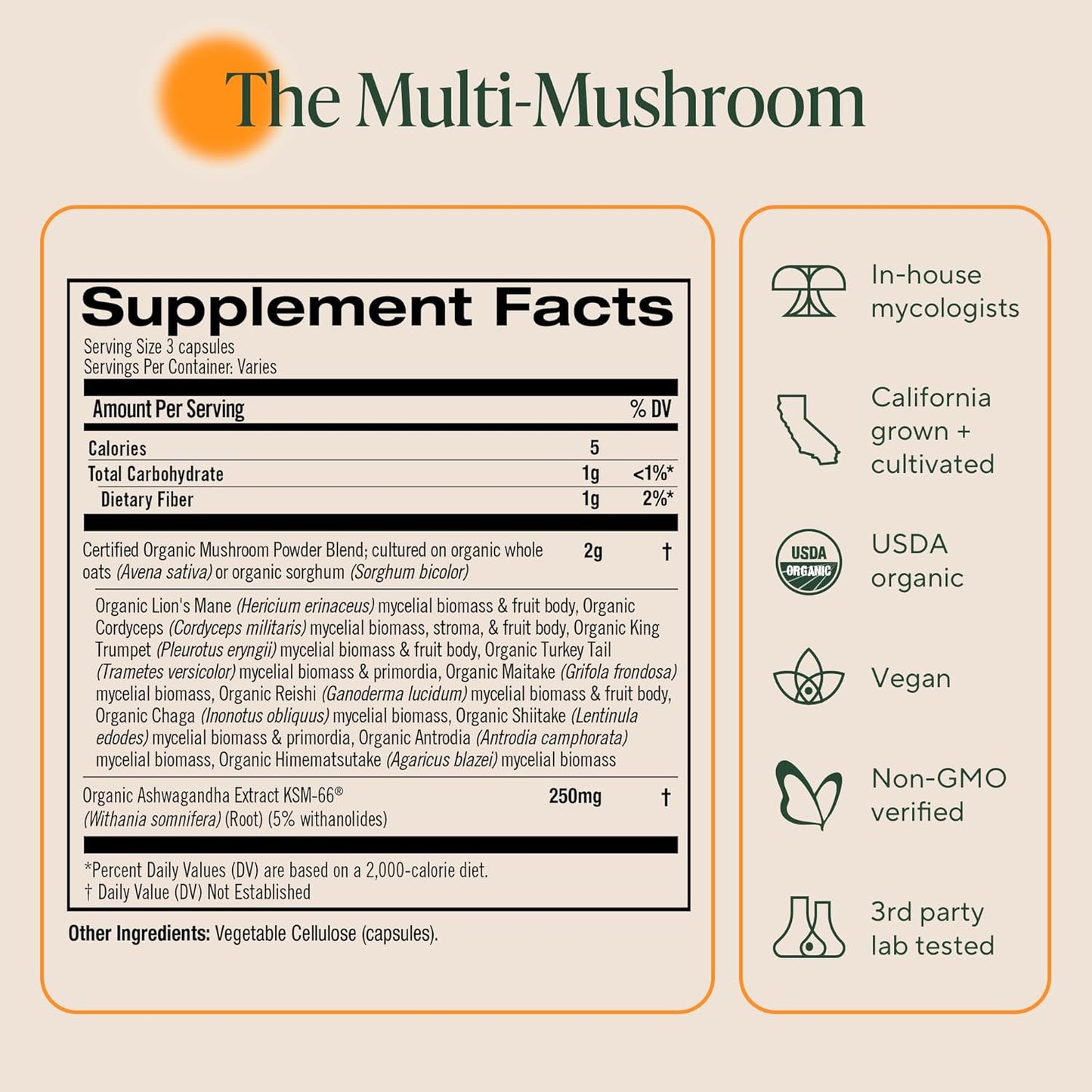 Om Master Blend Mushroom Capsules - Organic Mushroom Supplement with 10 Mushrooms and Ashwagandha – Support Immunity, Gut Health & Stress Relief, 168 Count (56 Servings)