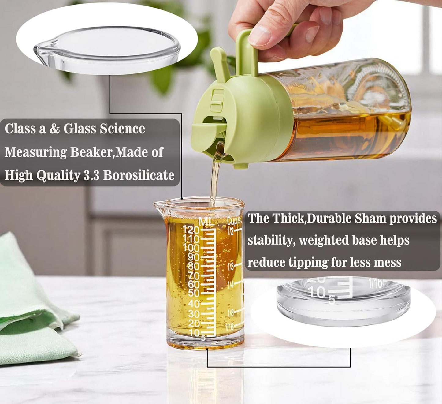 Ackers 4oz Etching Scale Glass Measuring Cup – Shot Glass with Ounce,Ml,Cups Markings for Kitchen & Bar