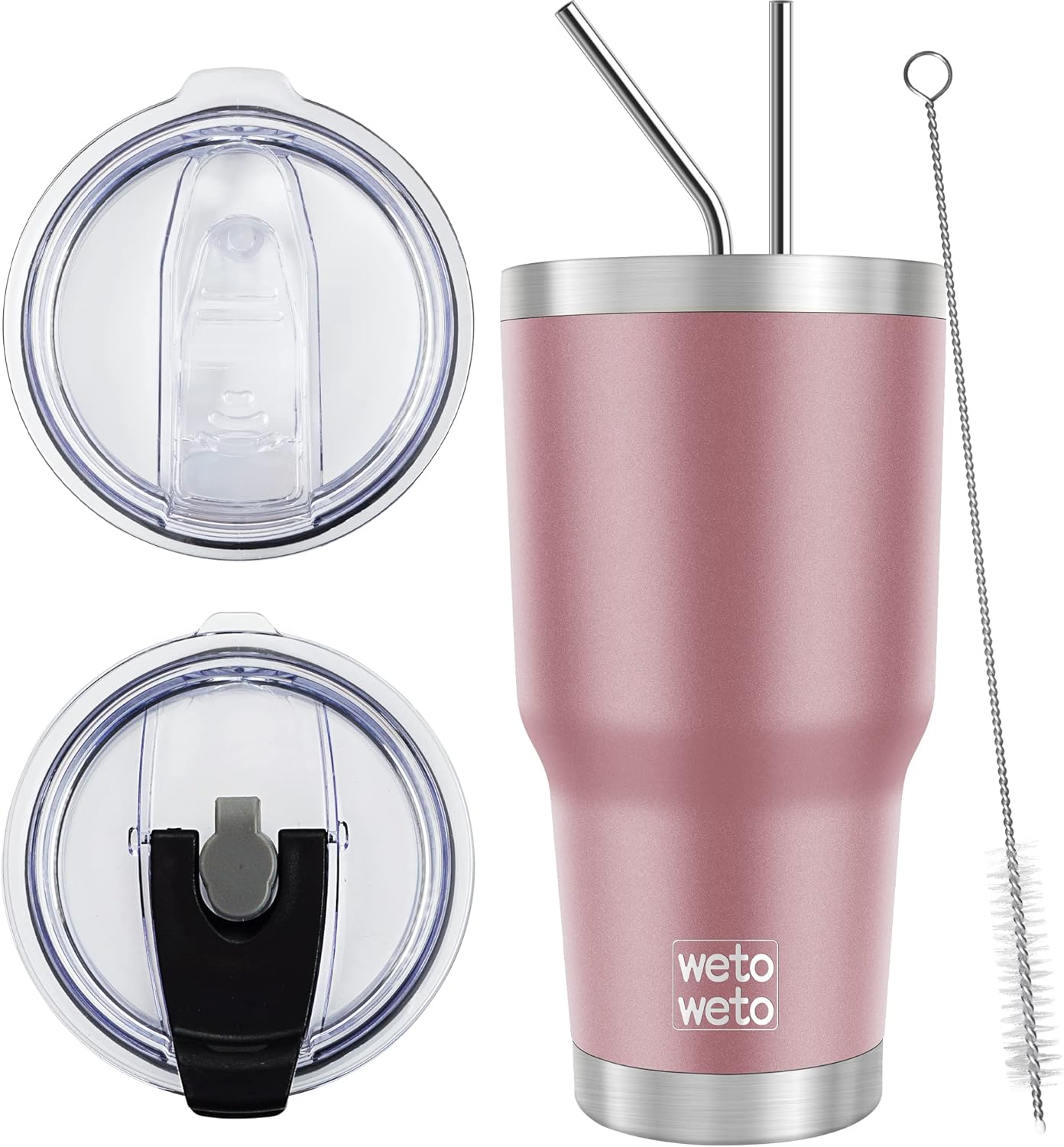WETOWETO 30 oz Tumbler Stainless Steel Vacuum Insulated Coffee Cup Double Wall Vacuum Coffee Cup Thermal Cups for Hot and Cold drinks, Suitable for Beach, Travel (Rose Gold, 1 Pack)