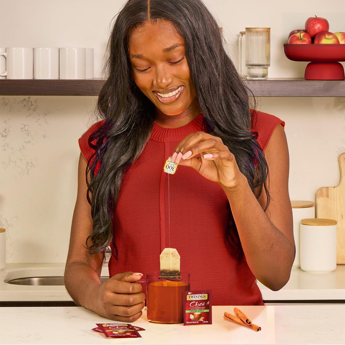 Twinings Spiced Apple Chai Black Tea Individually Wrapped Bags, 20 Count (Pack of 6), Sweet, Savoury Spices, Caffeinated, Enjoy Hot or Iced, 120 Teabags