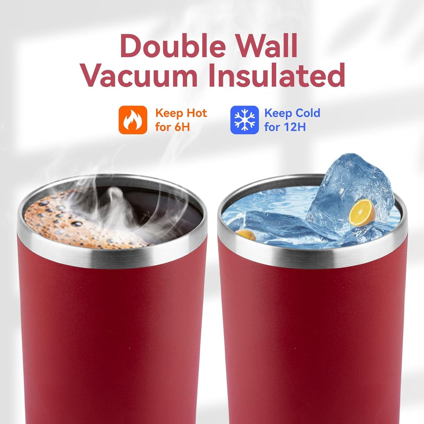 HASLE OUTFITTERS 12oz Skinny Tumbler Bulk, Slim Tumblers Set with Lid, Double Wall Stainless Steel Insulated Travel Coffee Mug, Durable Powder Coated Travel Water Cup(Red, 12)