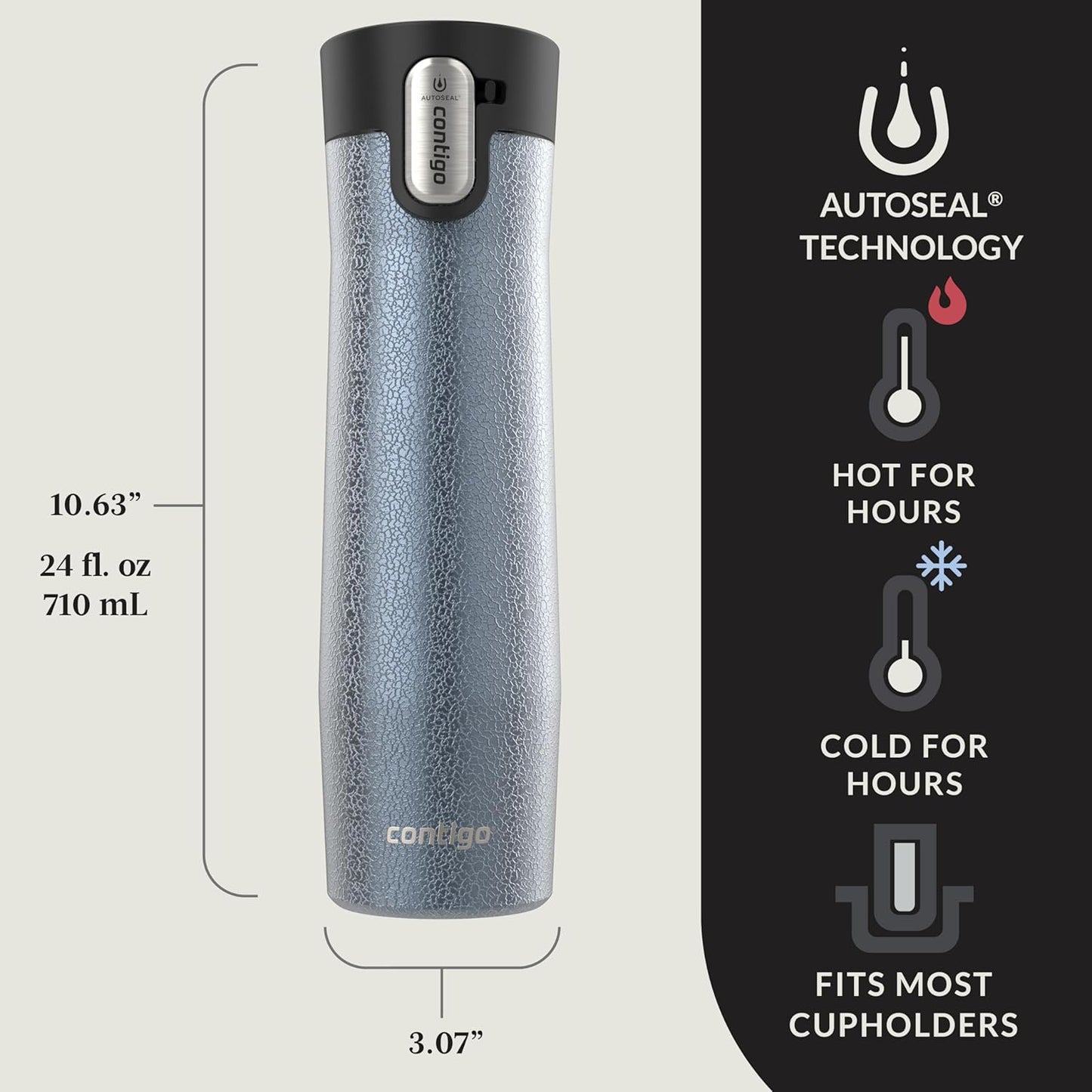 Contigo® AUTOSEAL® West Loop Vacuum-Insulated Stainless Steel Travel Mug with Easy-Clean Lid, 24 oz, Crystal Lakeside