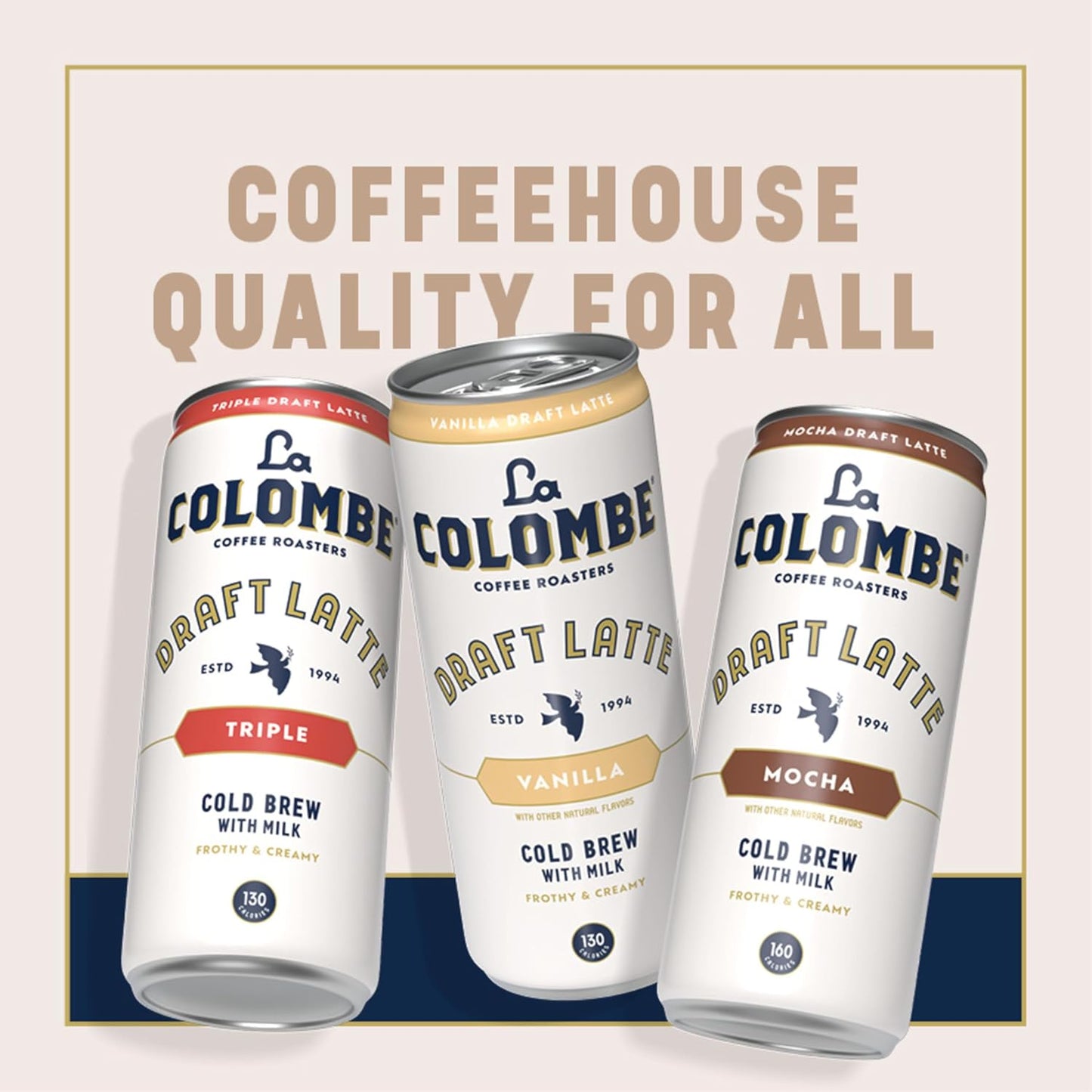 La Colombe Coffee, Draft Latte Variety Pack, 11 fl oz cans (Pack of 12), Includes Triple Latte, Vanilla Latte & Mocha Latte, Coffeehouse Quality, Ready-to-Drink, On-the-Go