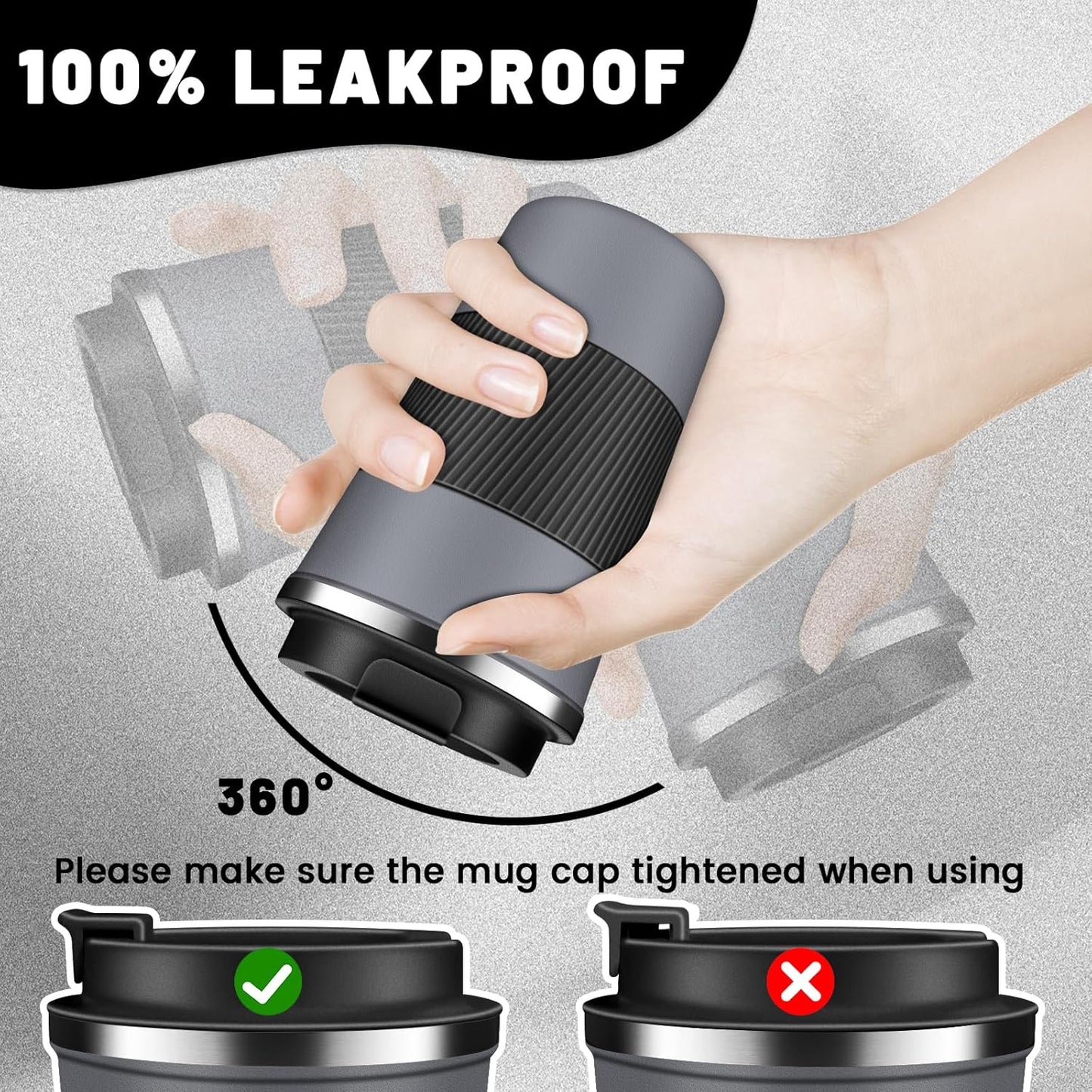 Insulated Coffee Tumblers with Flip Lid 12oz / 17oz, Stainless Steel Travel Coffee Mug Leak Proof, Vacuum Insulated Coffee Mug Reusable Cup, Keeps Cold and Hot for Coffee Tea