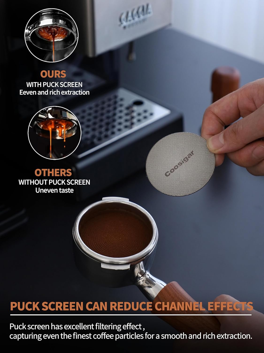 58mm Bottomless Portafilter | Fits for Gaggia machines| Stainless Steel portafilter and Rosewood Handle|Espresso Machine Accessories(Rosewood)