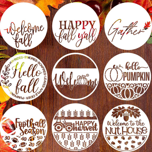 Fall Stencils 12” Hello Pumpkin Stencil Thanksgiving Stencils Autumn Gather Happy Harvest Drawing Templates for Painting on Wood Sign Doormats Door Hanger Pillow Cover