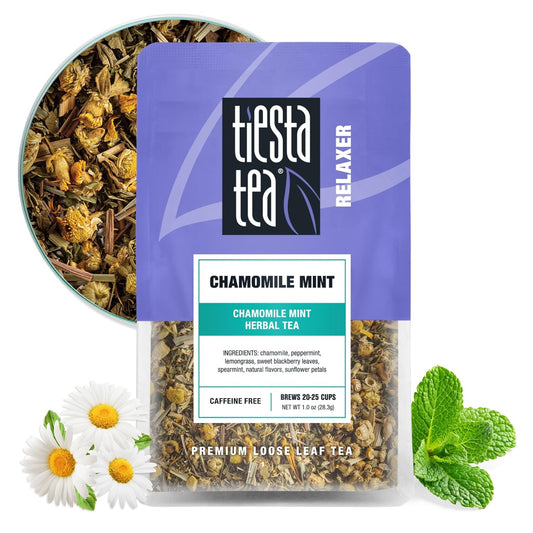 Tiesta Tea - Chamomile Mint, Loose Leaf, Chamomile Mint Herbal Tea, Premium Blend, Caffeine-Free Herbal Drink, Makes Hot or Iced & Up to 25 Cups, 1oz Resealable Pouch