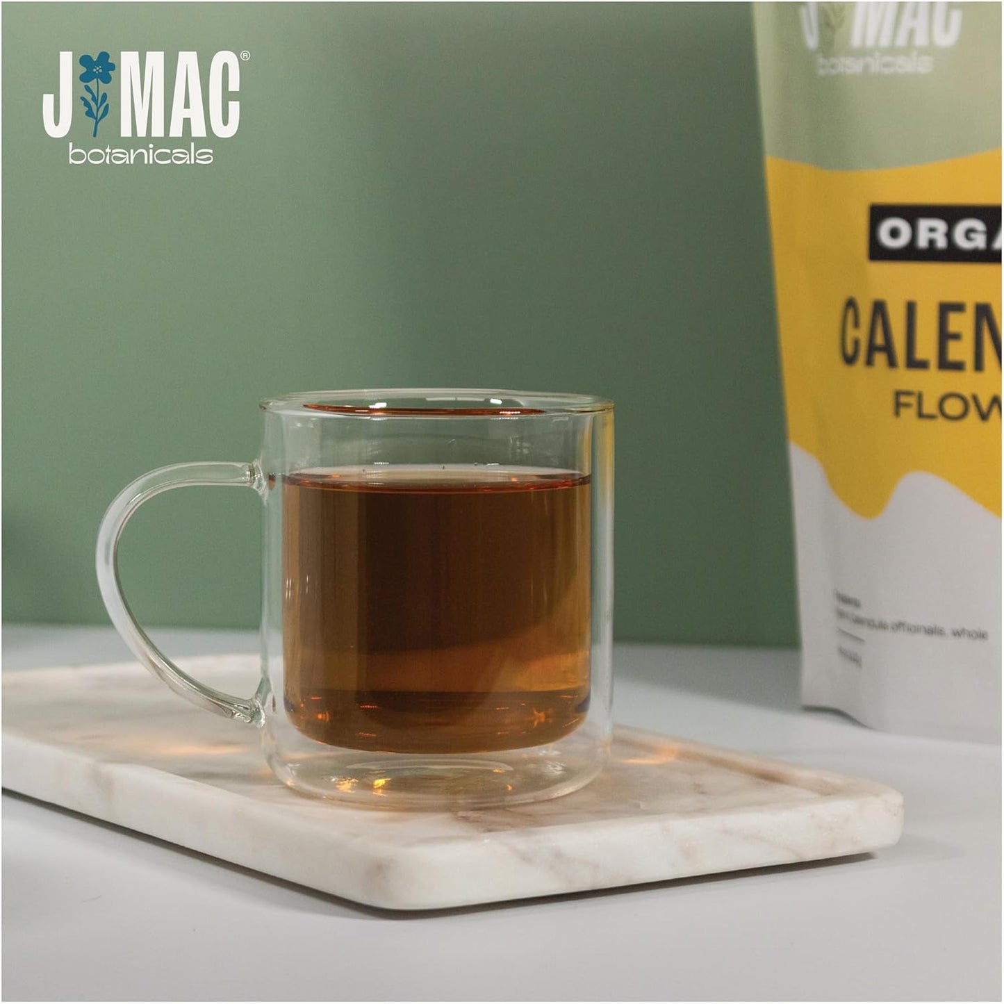 J Mac Botanicals, Organic Calendula Flower (16 ounce), whole dried flowers and petals, loose leaf tea, marigold flower, USDA Certified Organic. Great for loose leaf teas, cocktail bombs, salve