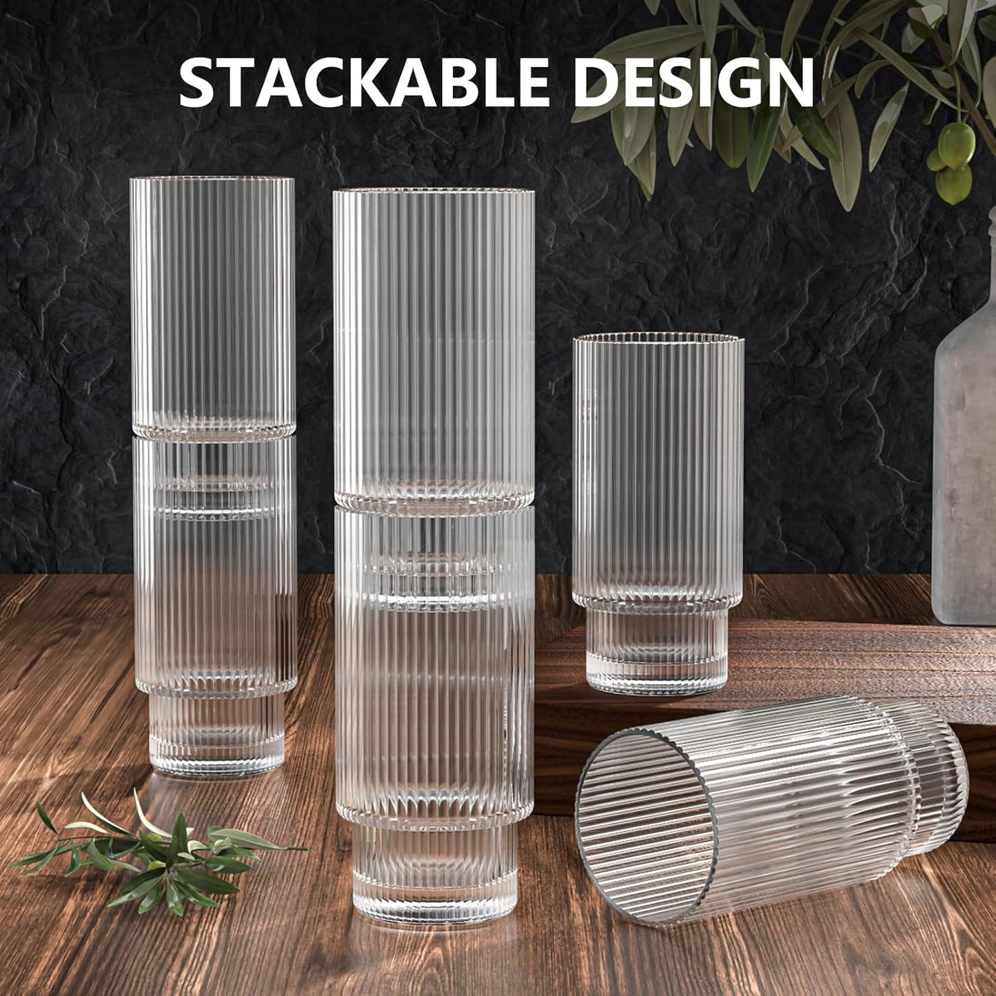 16OZ Glass Cups with Lids and Straws, Vintage Glassware for Whiskey Cocktail Beer, Iced Coffee Cups with Lid, Glass Tumbler with Straw and Lid (2 PACK)