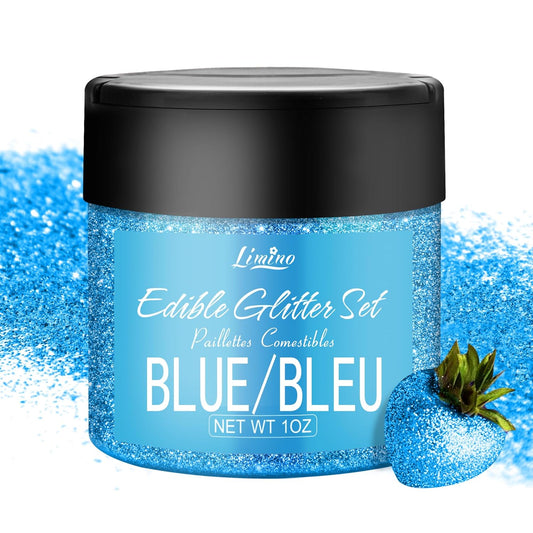 Edible Glitter - 30g Edible Luster Dust Metallic Food Grade Coloring Glitter for Drinks, Cake Decorating, Baking - Edible Dust Powder Shimmer Sprinkle Powder for Icing, Cocktail, Wine, Candy (Blue)