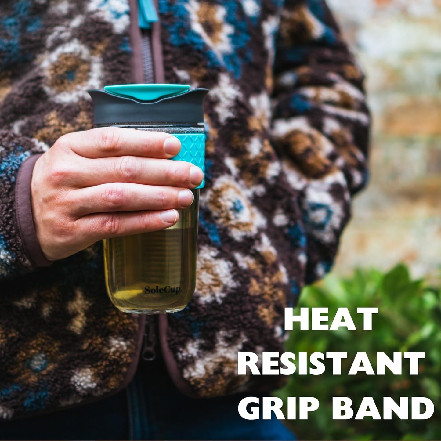 Large Travel Mug Loose Tea Infuser - Detachable Tea Strainer with Spill Proof Lid - 18oz/530ml BPA-Free Reusable Glass Travel Coffee Cup with Silicone Band (Red)