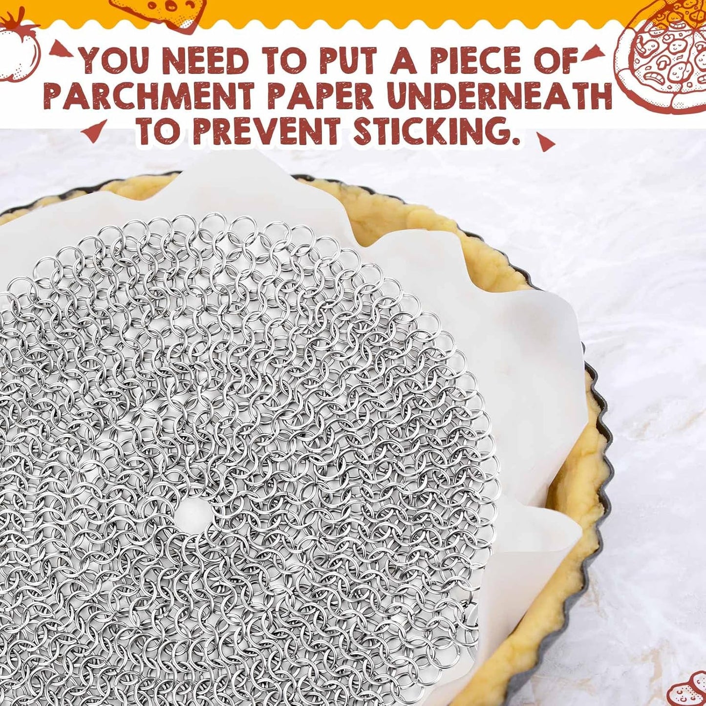 Patelai 1 Pcs Stainless Steel Pie Weights for Baking Universal Fit Pie Weight for 7-10 Inch Pies Round Metal Pies Weights Chain Dishwasher Safe Durable Blind Baking Dough Cooking Pastry (8 Inch)