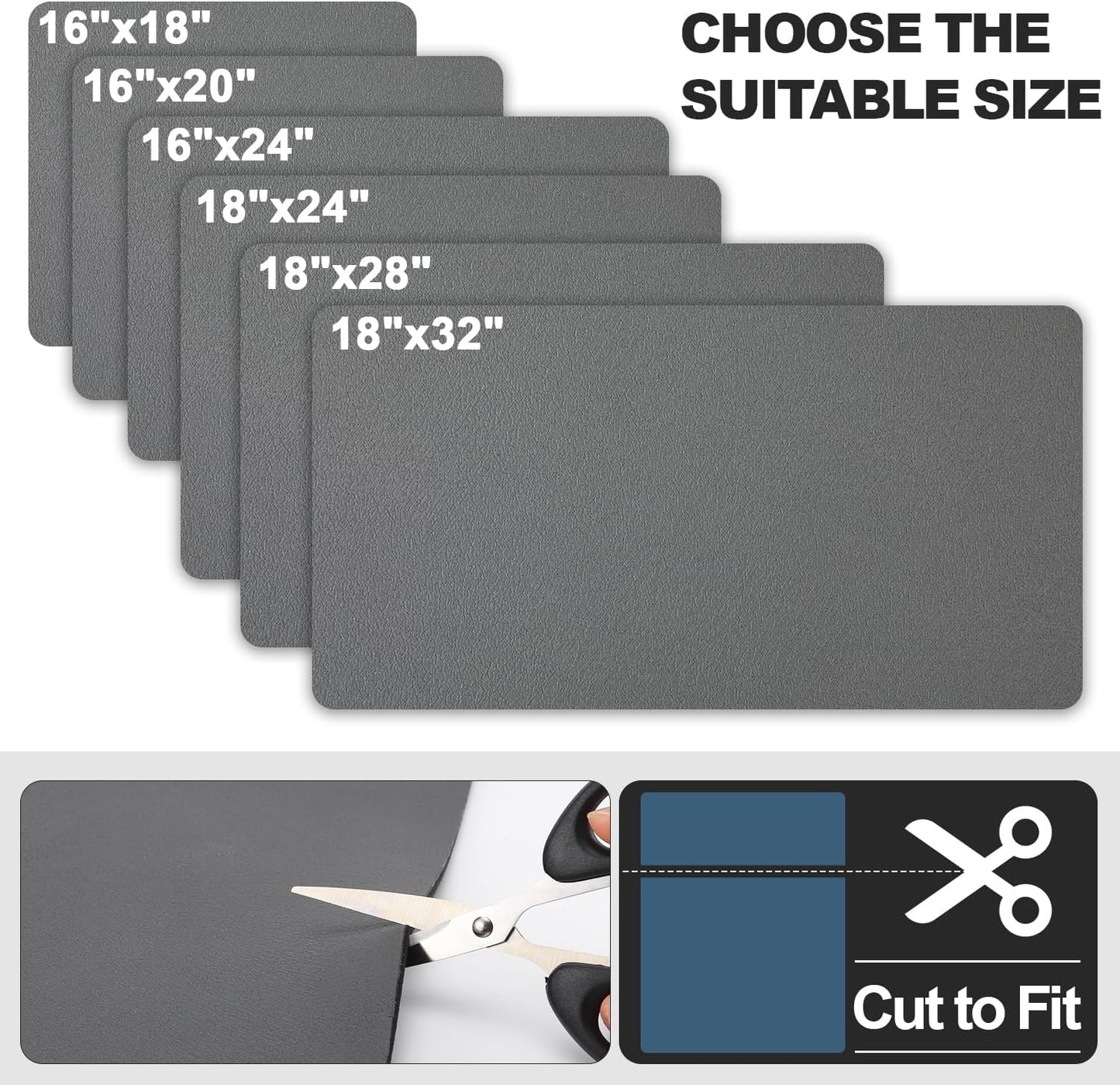 Dish Drying Mat for Kitchen Counter | Coffee Bar Mat for Countertops | Heat Resistant Drainer Mat with Non-slip Rubber Backed | Hide Stain Kitchen Absorbent Draining Mat | Dark Grey 18"x28"