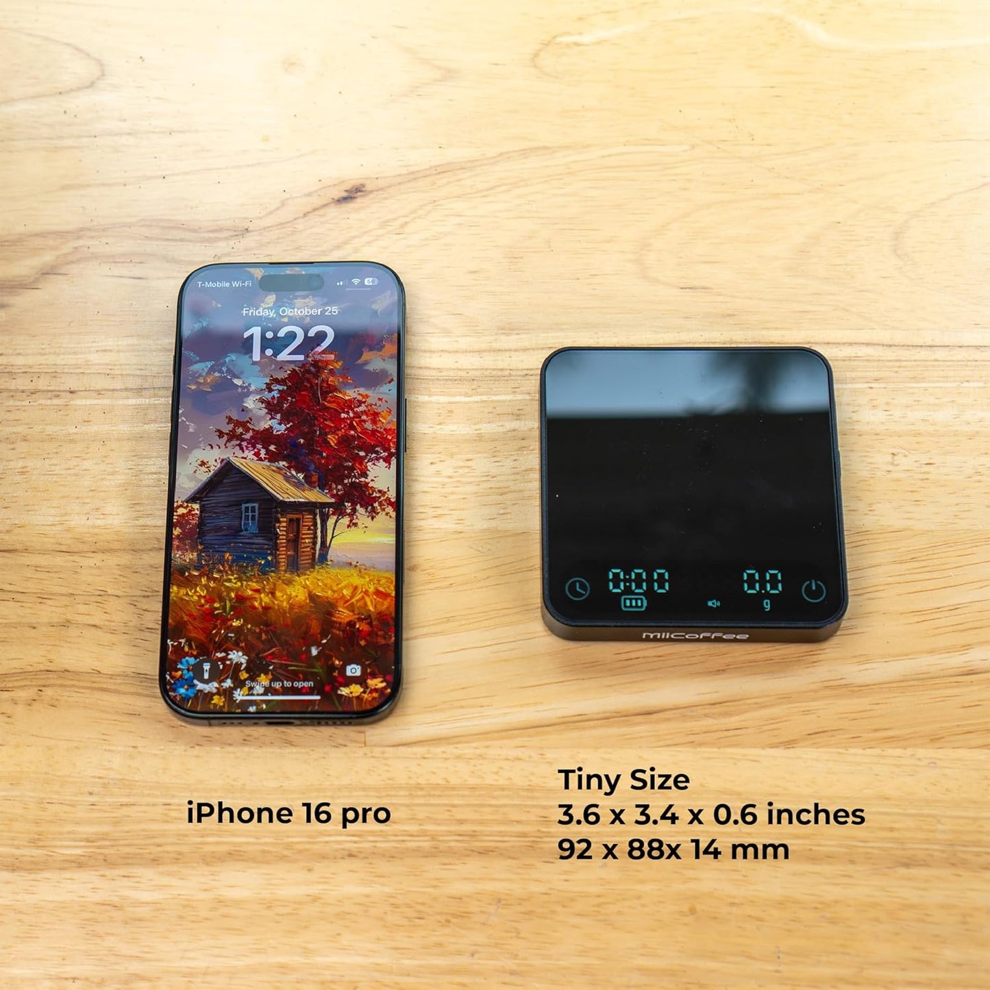 Minipress Coffee Scale, Auto Timer for Espresso and Pour-Over Coffee, Aluminum Body & Glass Top