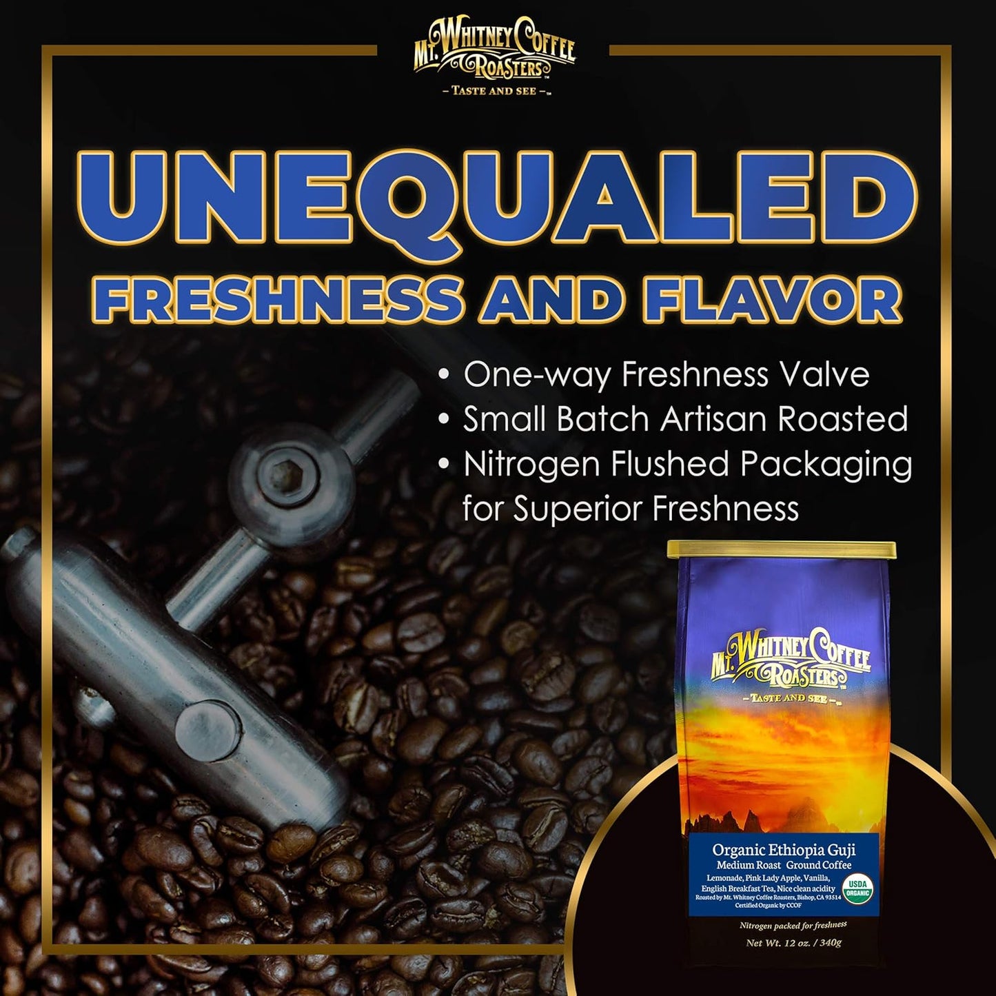 Mt. Whitney Organic Ethiopia Guji Coffee (Ground, 12 Oz)