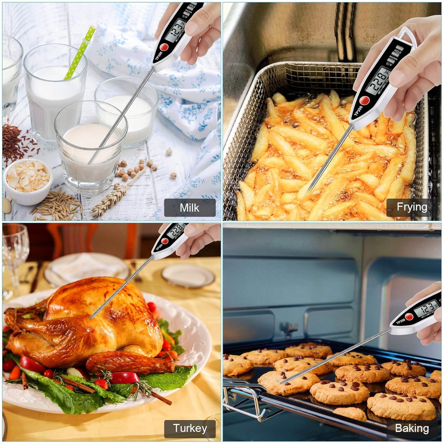 Meat Food Thermometer, Digital Candy Cooking Thermometer, Kitchen Cooking Thermometer Instant Read for BBQ Grill, Oil, Milk, Bath Water, Deep Fry, Candle Temperature