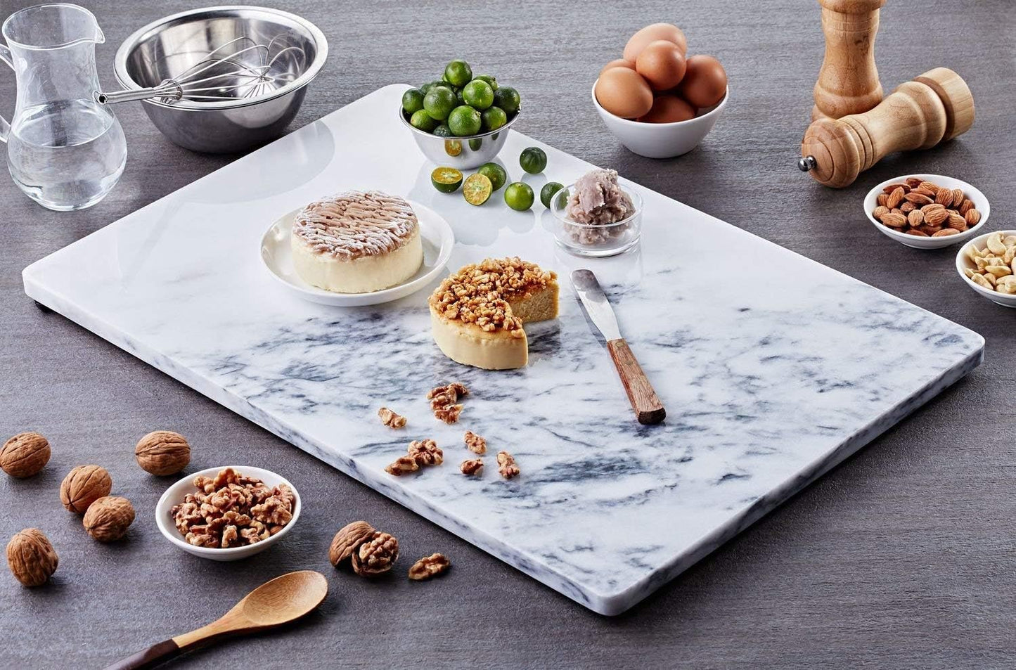 JEmarble Pastry Board 8x12 inch with Non-Slip Rubber Feets for Stability Perfect for Keep the Dough Cool and Chocolate Tempering(Premium Quality) White