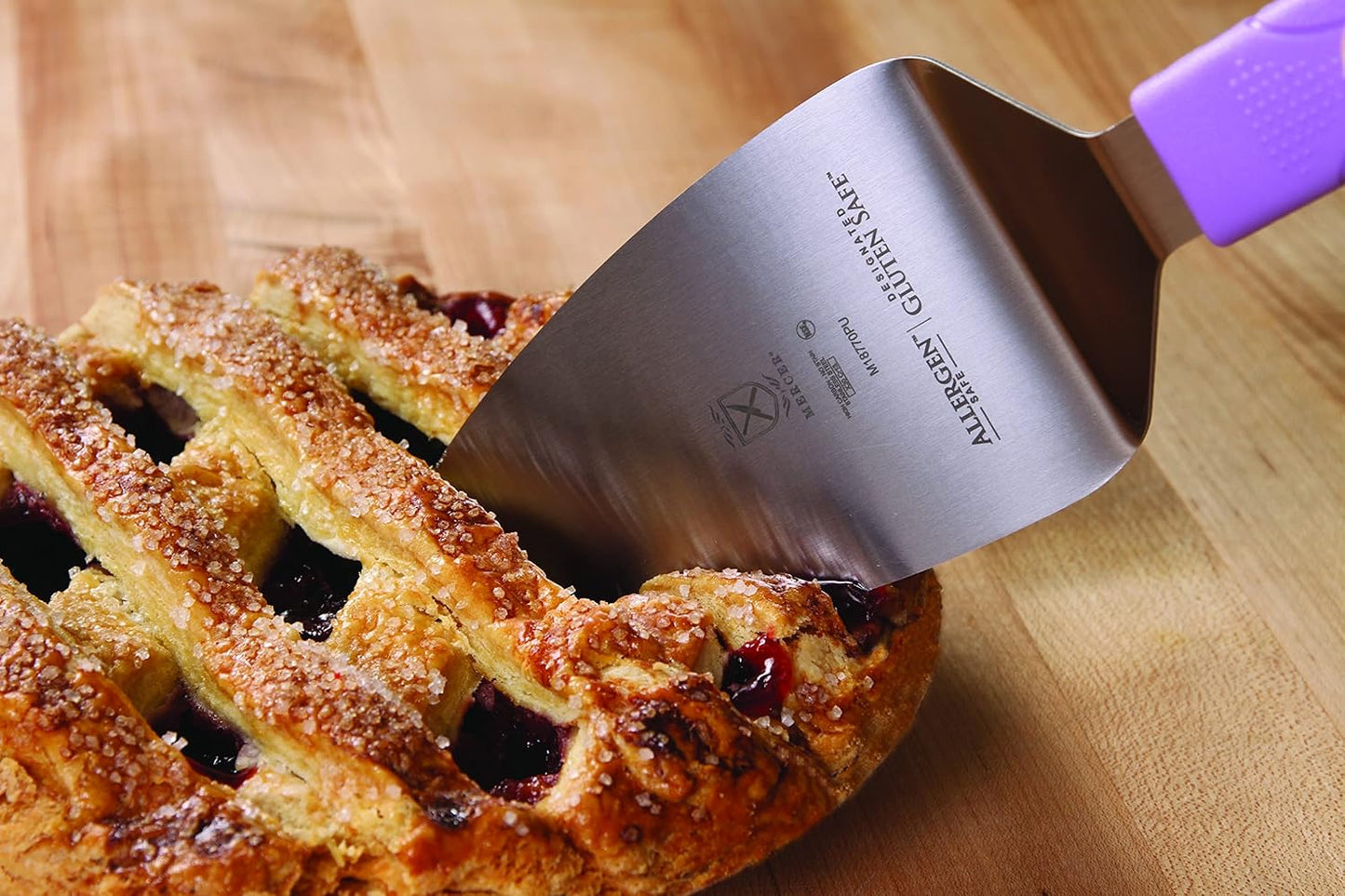 Mercer Culinary Millennia Pie Server/Spatula, 5 Inch x 3 Inch Blade, Purple Handle