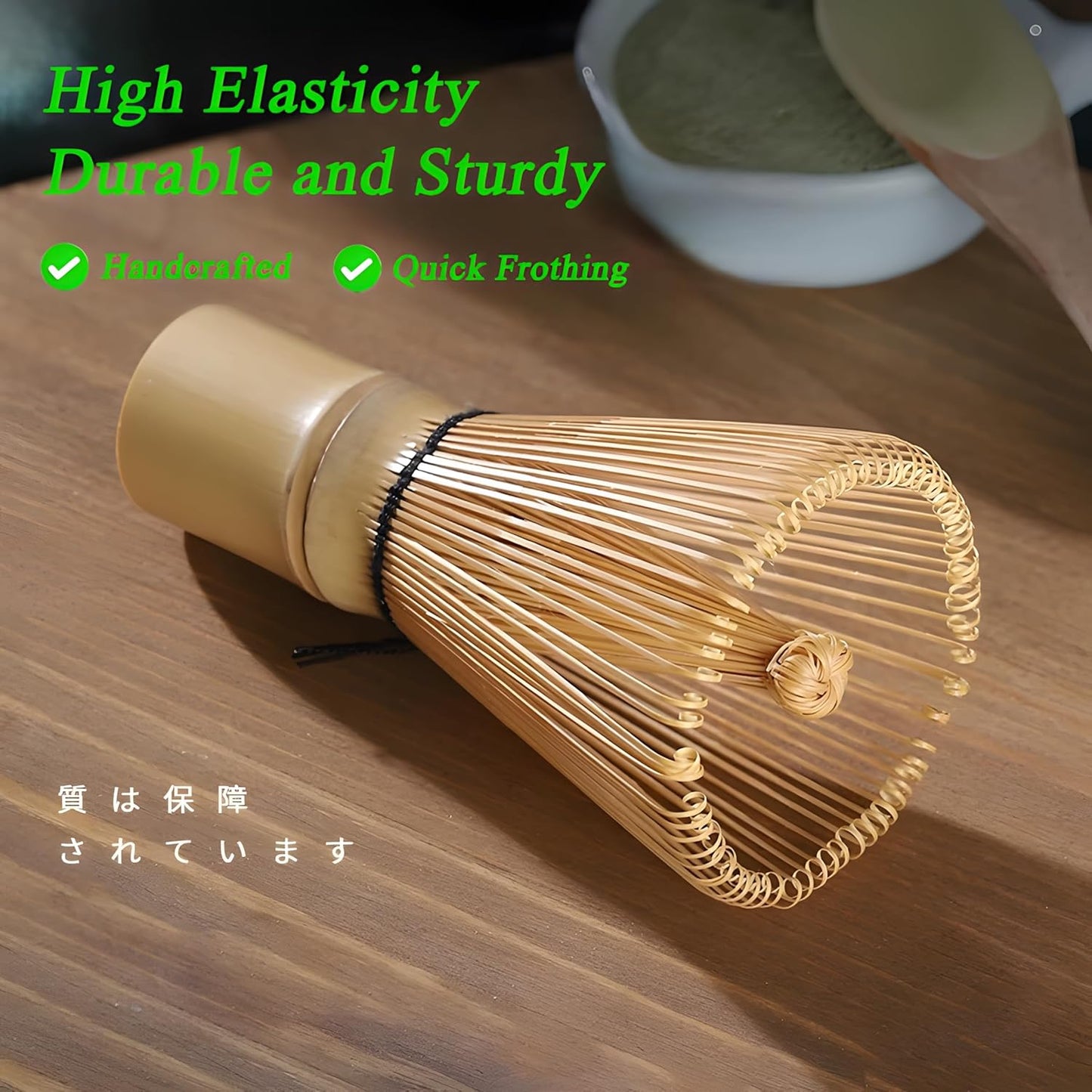 Matcha Whisk Set (7pcs) - Matcha Set with Whisk,Pouring Spout Bowl,Chasen Holder,Powder Sifter,Bamboo Scoop with Stand,Tea Cloth,Perfect Tools Kit for Tea Ceremony (Matcha Green)