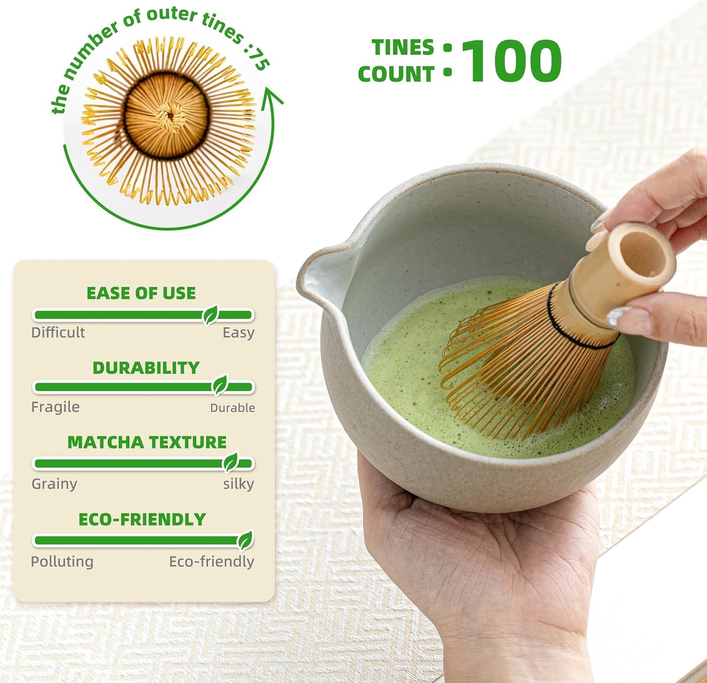 TEANAGOO Matcha Whisk Set,10 Pcs Matcha Set,Matcha Kit for Ceremony,Matcha Tea Set for Making Breakfast/Latte,Matcha Whisk Set and Bowl with All Accessories,Gift for Matcha Lover/Friend/Family