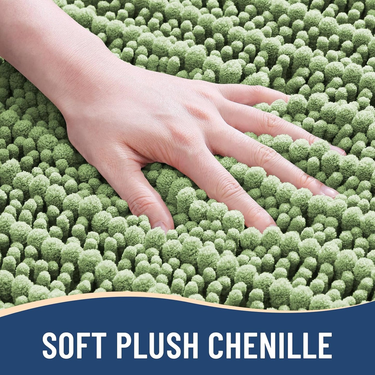 Arotive Luxury Chenille Bathroom Rug Mat, Extra Soft Thick Absorbent Shaggy Bath Rugs, Non-Slip Machine Wash Dry, Plush Bath Mats for Bathroom, Shower and Tub, 24x16, Sage Green