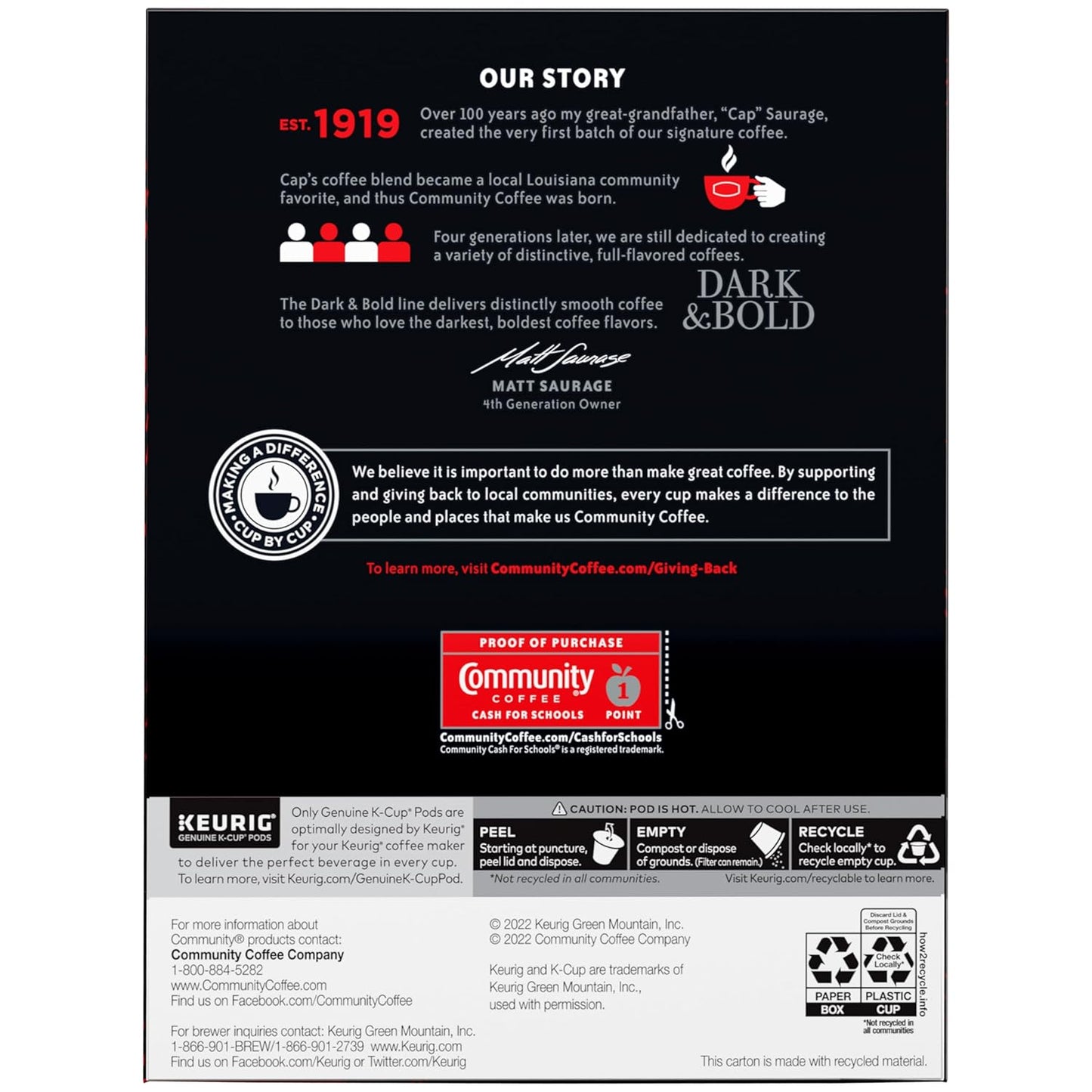 Community Coffee Dark & Bold Intense Blend 24 Count Coffee Pods, Compatible with Keurig 2.0 K-Cup Brewers, 24 count (Pack of 1)