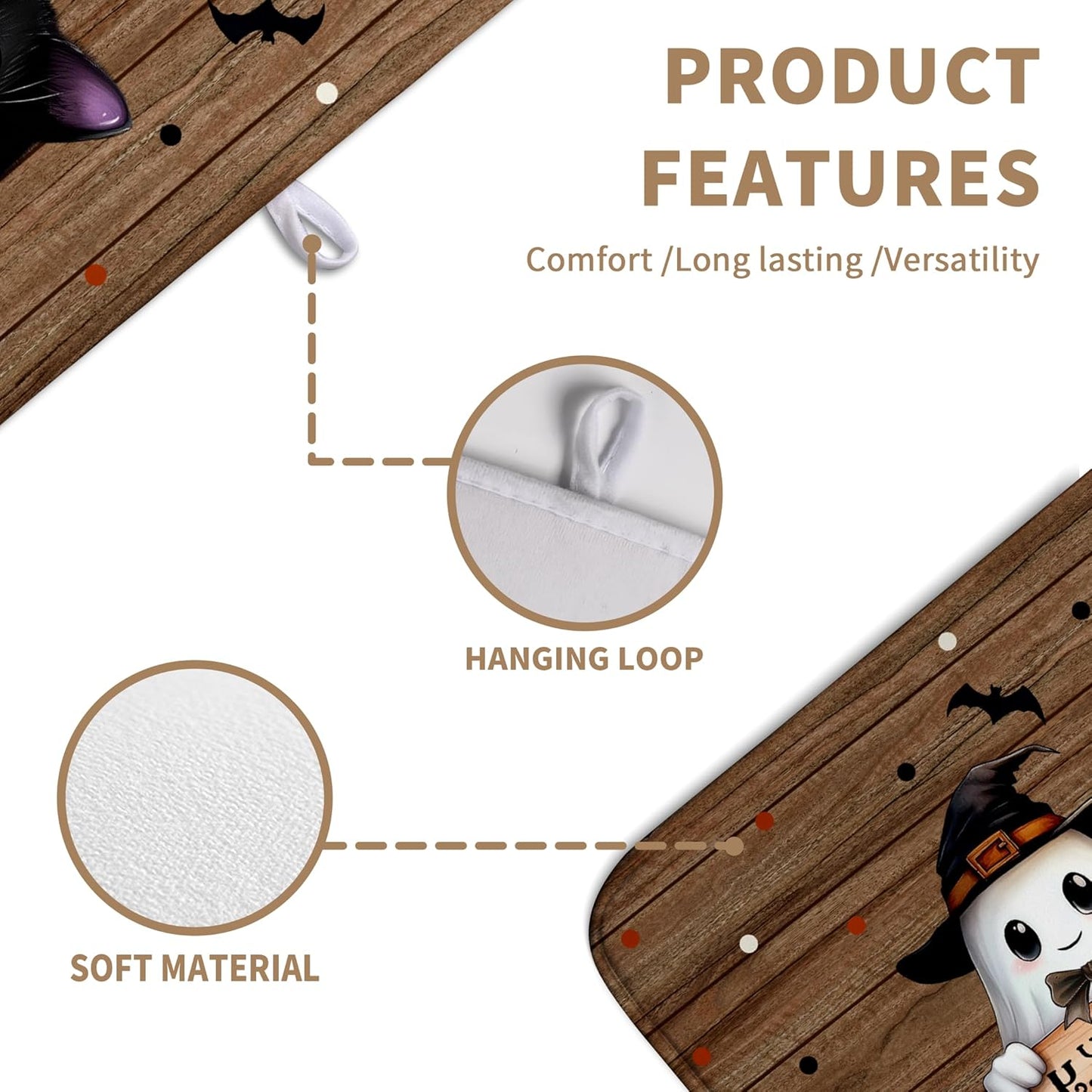 Halloween Spooky Pumpkin Dish Drying Mats Ghost Dish Mat Kitchen Cat Large Drying Matt Dishes Dryer Pad for Kitchen Counter Absorbent Microfiber Washable Foldable Reusable 18x24 in