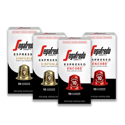 Segafredo Zanetti Espresso Capsules – Aluminum Pods for Nespresso Original Machines – Sinfonia & Encore Variety Premium Espresso – Medium & Medium-Dark Roast – Sinfonia & Encore, 10 Count (Pack of 4)