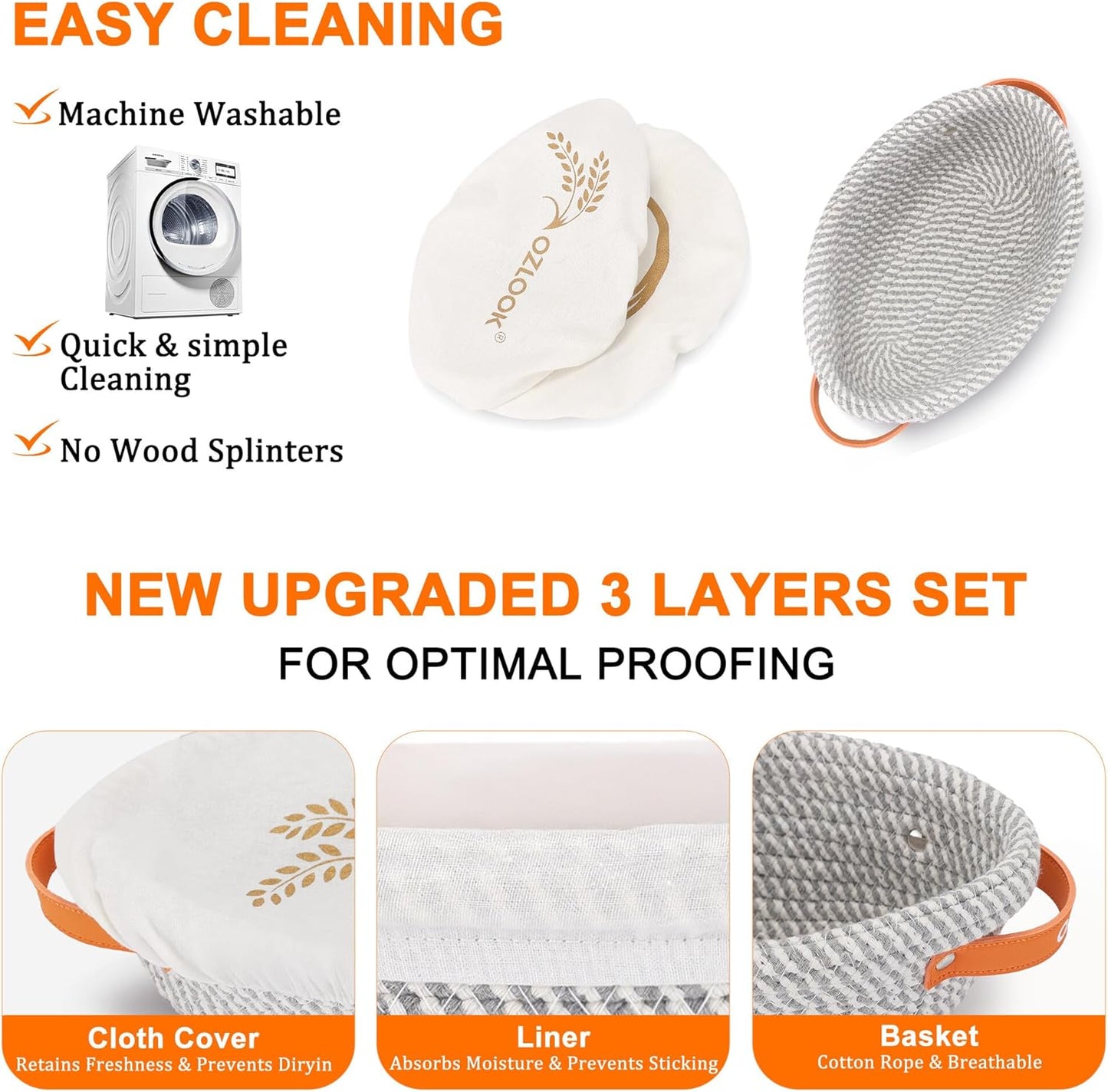 Sourdough Starter Kit,34oz Sourdough Starter Jar,2 X Cotton Rope Banneton Bread Proofing Basket with Bread Lame, Scraper,Sling, Dough Whisk,Perfect Gifts for Bakers Sourdough Bread Baking Supplies