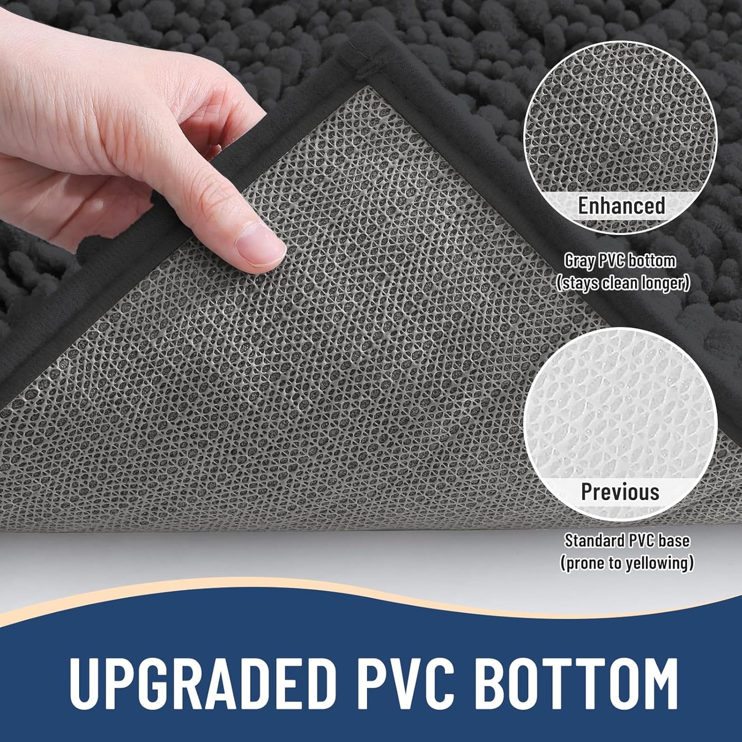 Arotive Luxury Chenille Bathroom Rug Mat, Extra Soft Thick Absorbent Shaggy Bath Rugs, Non-Slip Machine Wash Dry, Plush Bath Mats for Bathroom, Shower and Tub, 45x27, Dark Grey