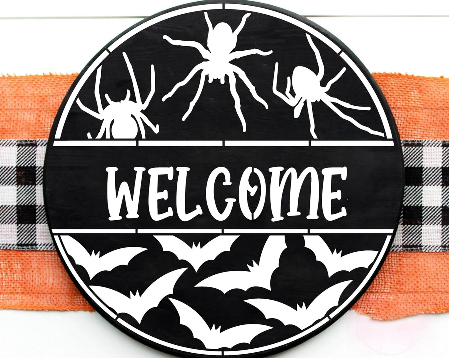 Halloween Stencils for Painting on Wood 12inch Large Halloween Stencil Hey Boo Witches Spider Bats Ghost Draw Templates for Porch Hanger Doormat Fabrics DIY Crafts Decor HW