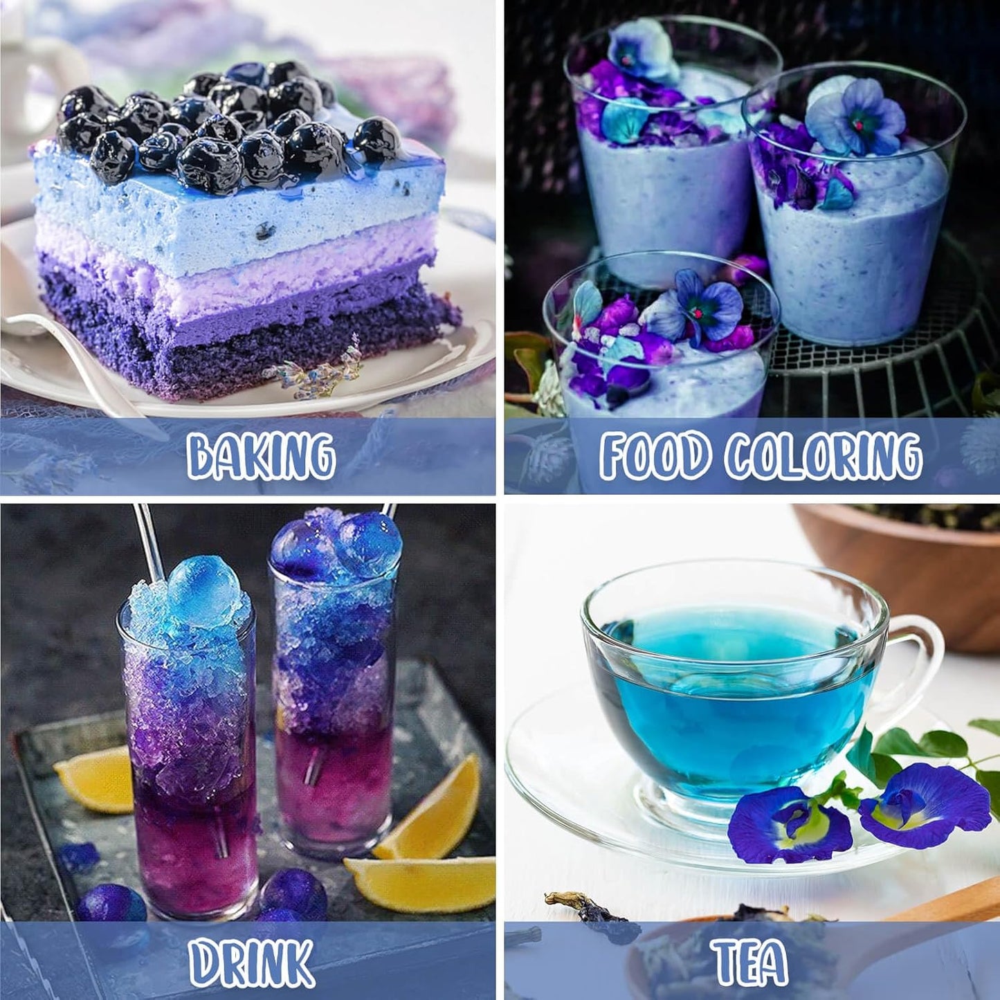 10oz Butterfly Pea Flower Powder - Natural Blue Butterfly Pea Flower Tea | Blue Matcha Powder for Natural Coloring, Food, and Tea | without caffeine | No Additives | purely plant