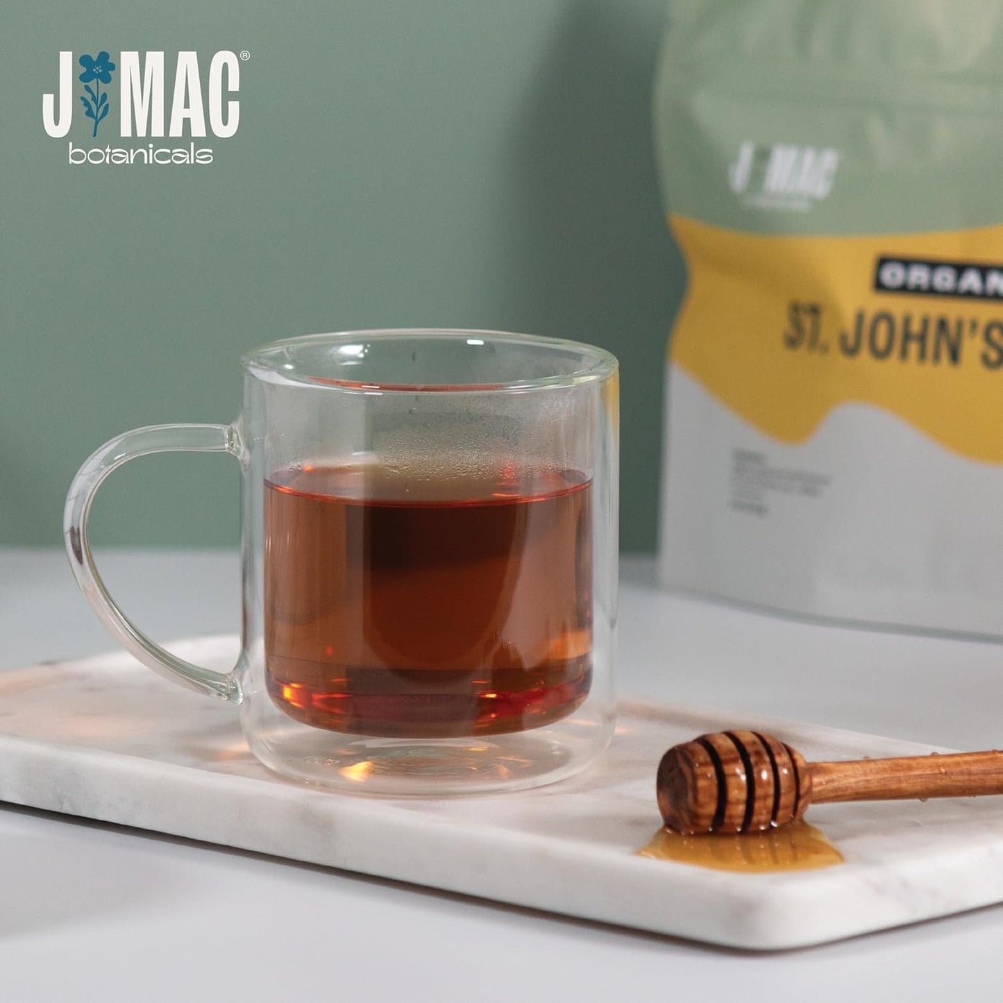 J Mac Botanicals, Organic St John's Wort (16 oz) Hypericum perforatum Loose Leaf Herbal Tea