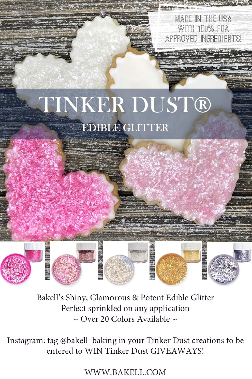 Bakell Bulk Size | Red Tinker Dust Edible Glitter Jar | Food Grade Gourmet Dessert, Foods, Drink Garnish Sparkle Sprinkle Burgundy 25g
