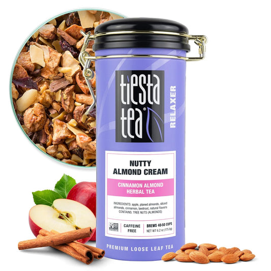 Tiesta Tea - Nutty Almond Cream, Premium Loose Leaf, Cinnamon Almond Herbal Tea Blend, Non-Caffeinated, Make Hot or Iced & Brews Up to 50 Cups, 6.2 Ounce Refillable Tin