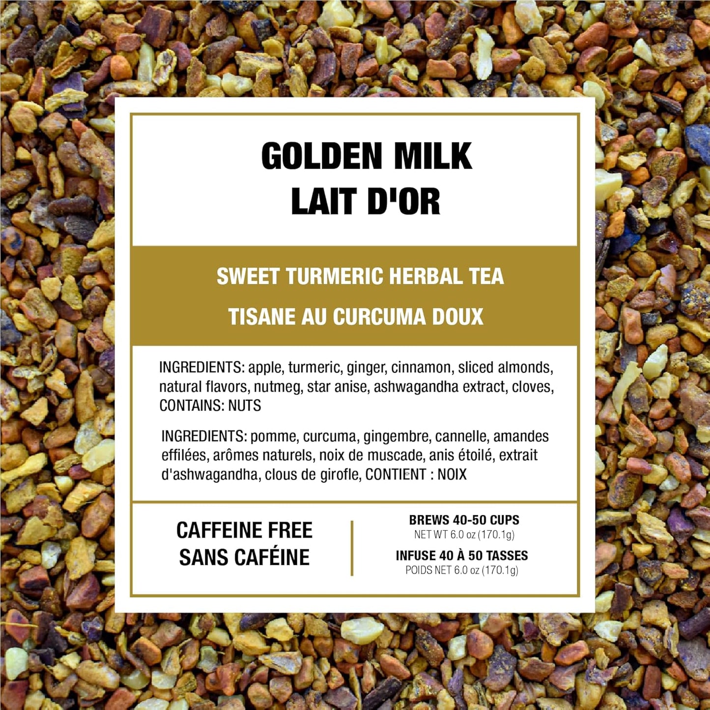 Tiesta Tea - Golden Milk, Loose Leaf, Sweet Turmeric Herbal Brew, Non-Caffeinated Herbal Blend, Makes Hot or Iced Up to 40-50 Cups, 6oz Refillable Tin